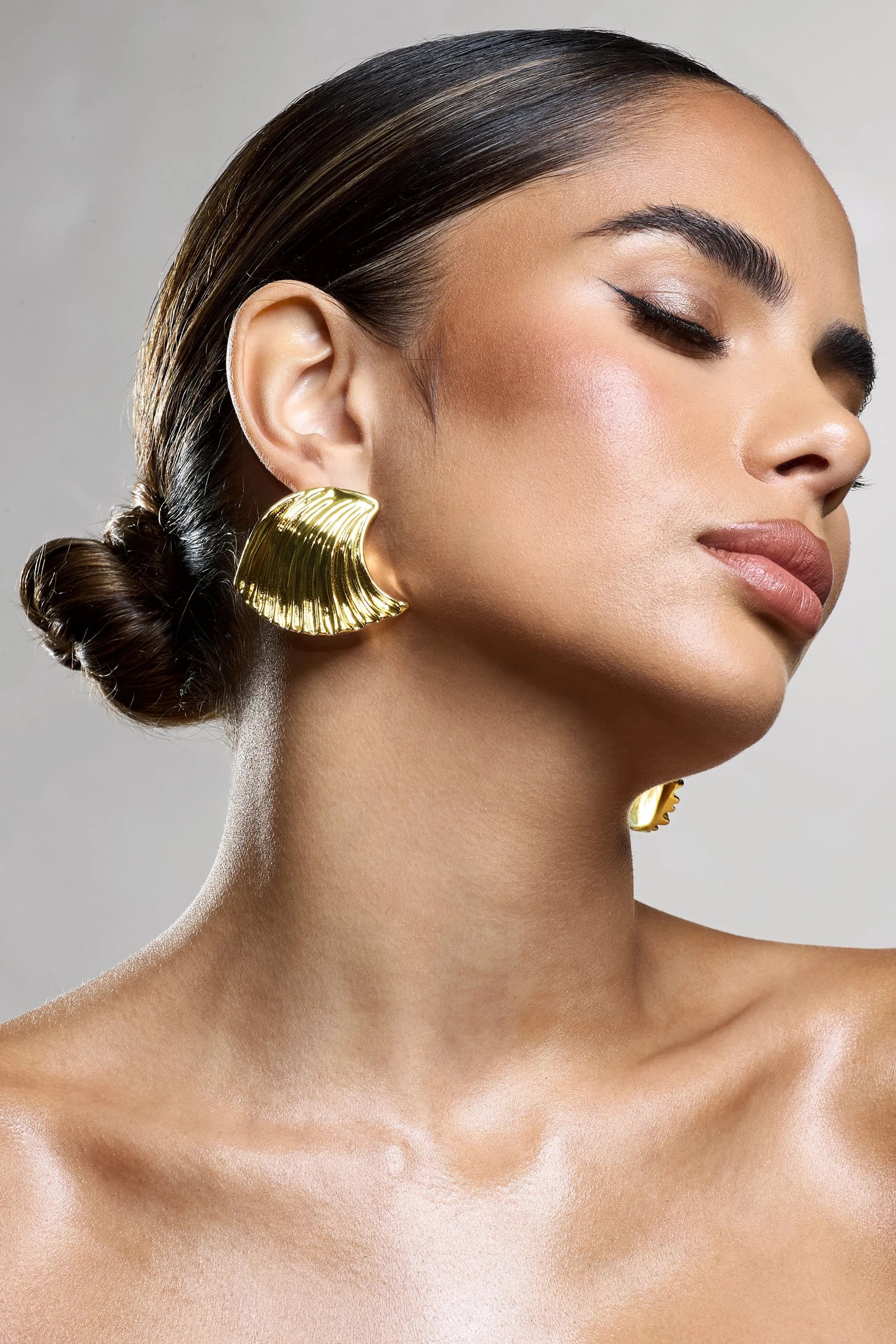 Luminance | Gold Diamante Chunky Hoop Earrings