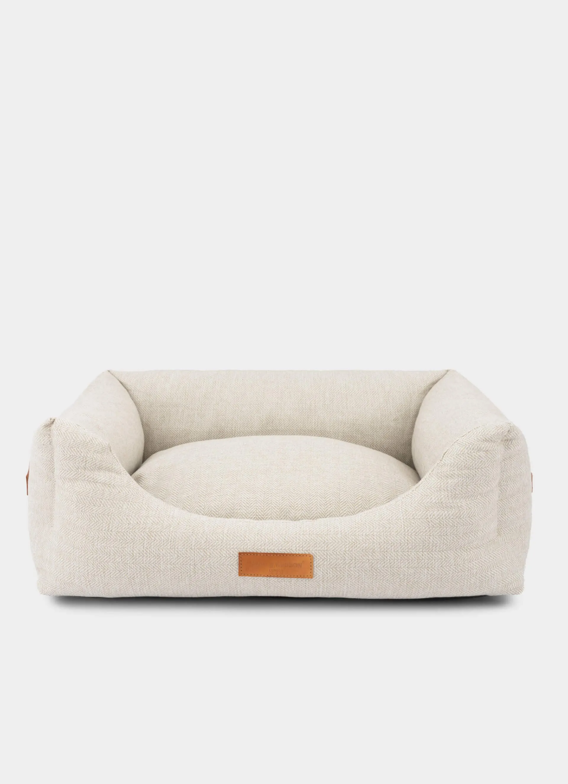 Luxury Dog Bed - Beige Herringbone