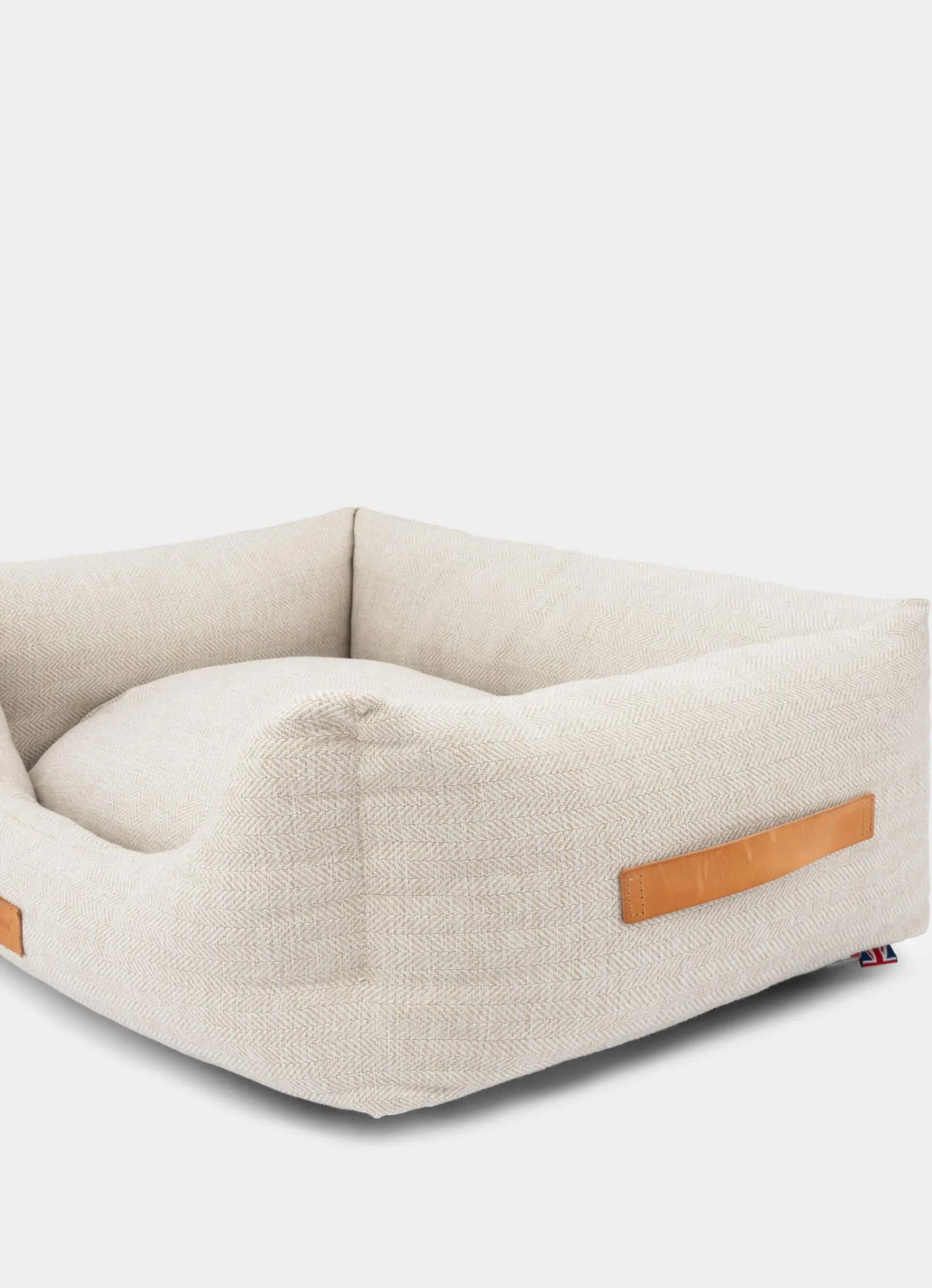 Luxury Dog Bed - Beige Herringbone