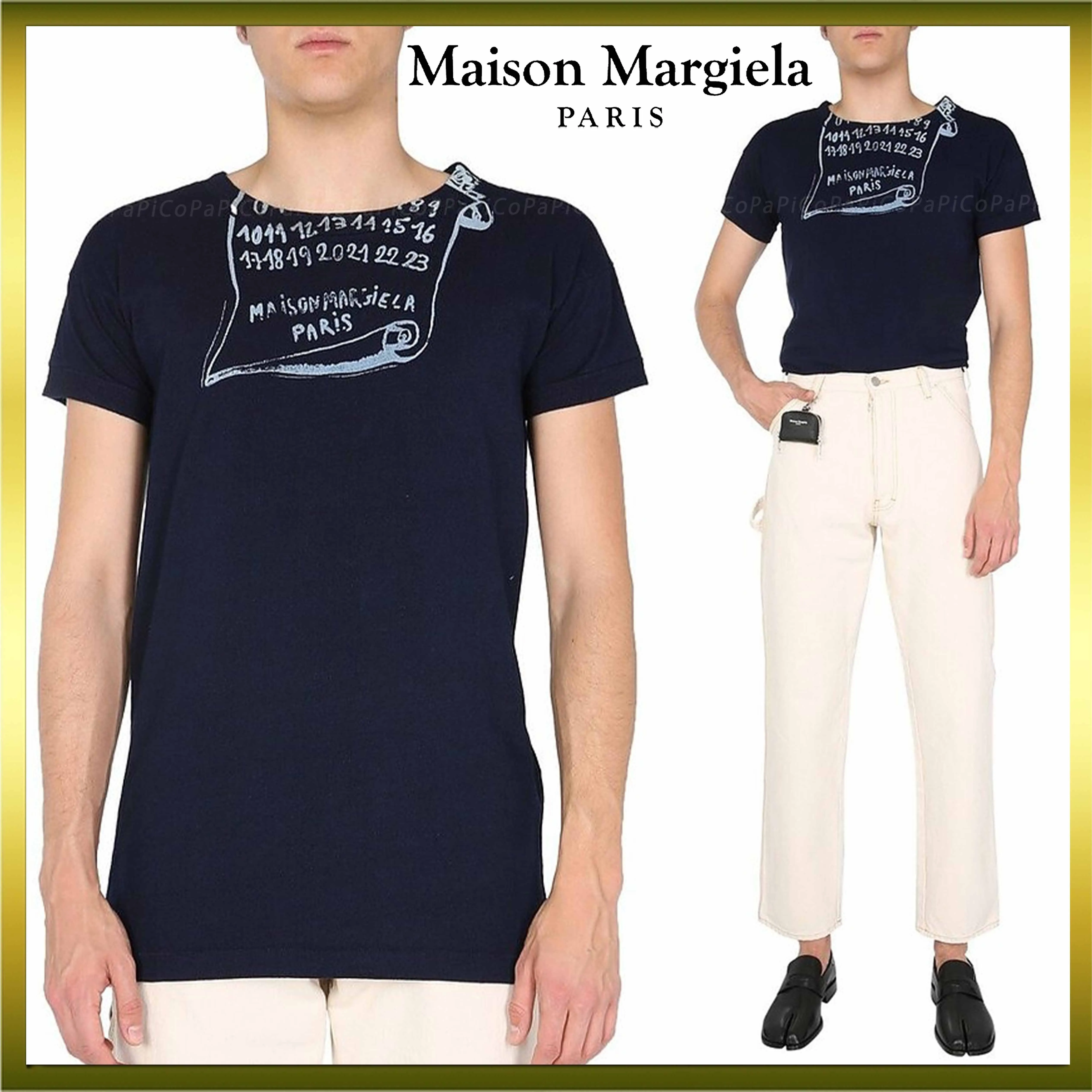 Maison Margiela  |Crew Neck Unisex Cotton Short Sleeves Logo Designers