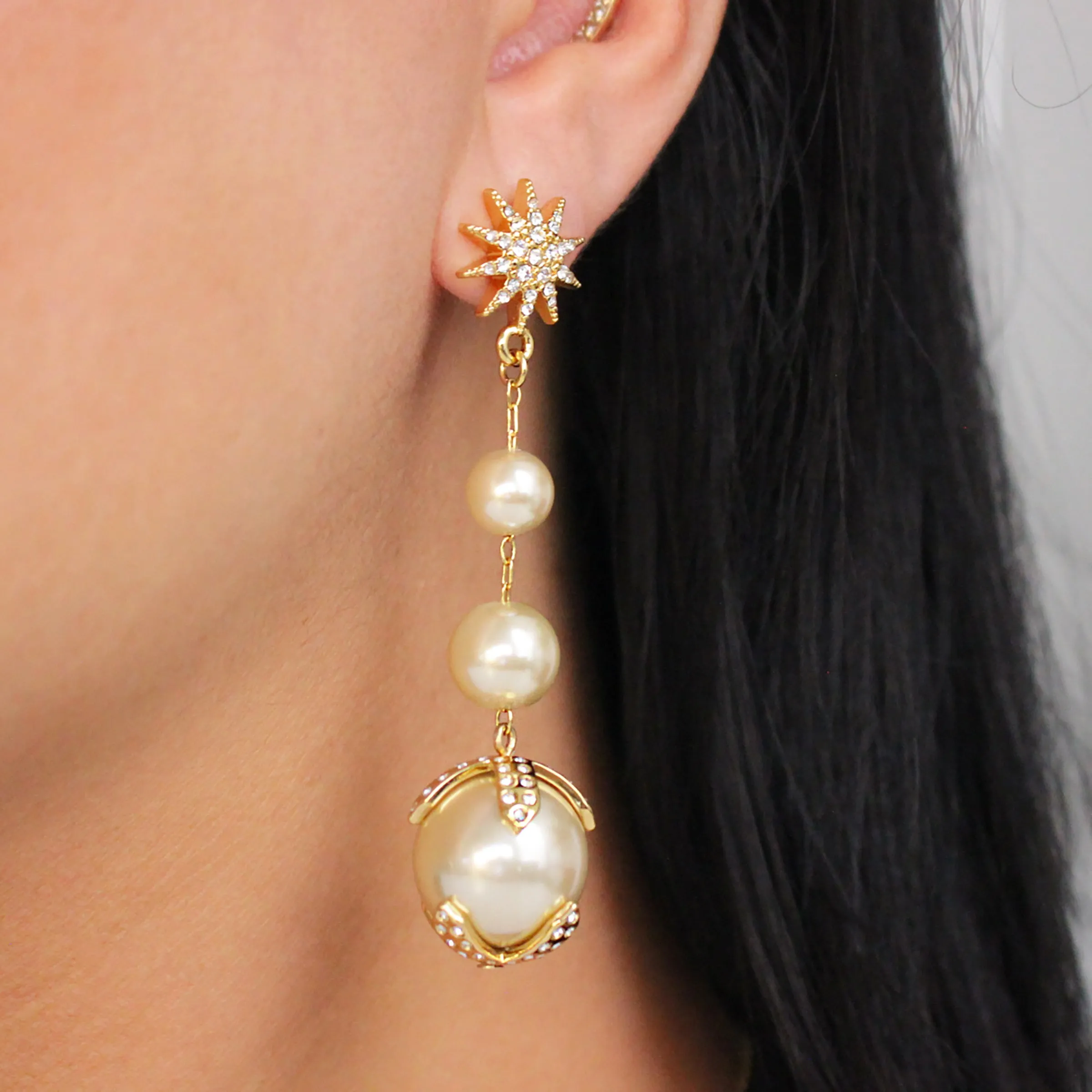 Major Color Chunky Electra Pearl Drop Earrings