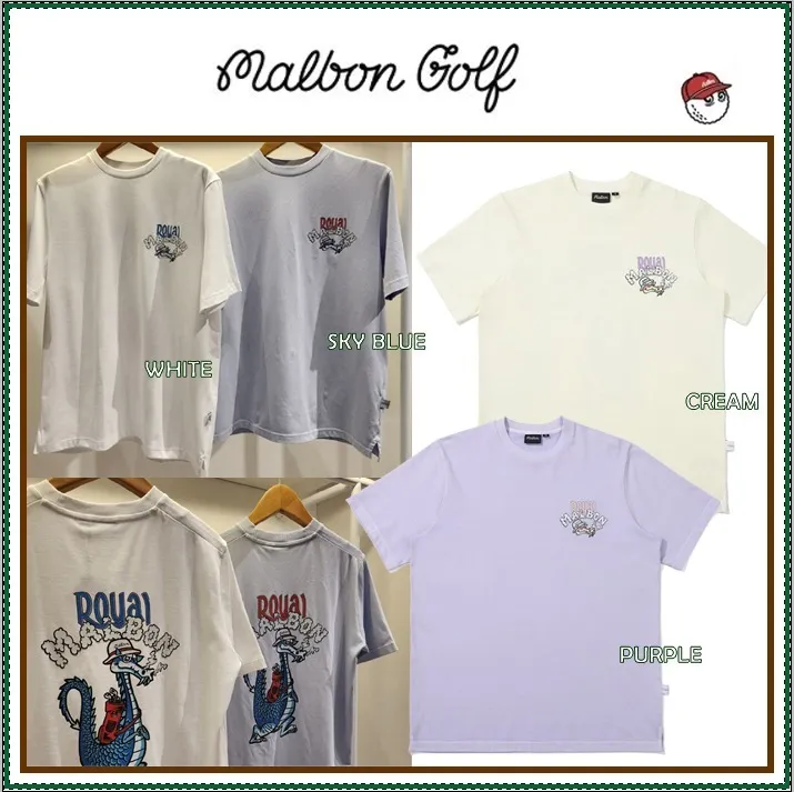 Malbon Golf  |Street Style Plain Short Sleeves Logo T-Shirts