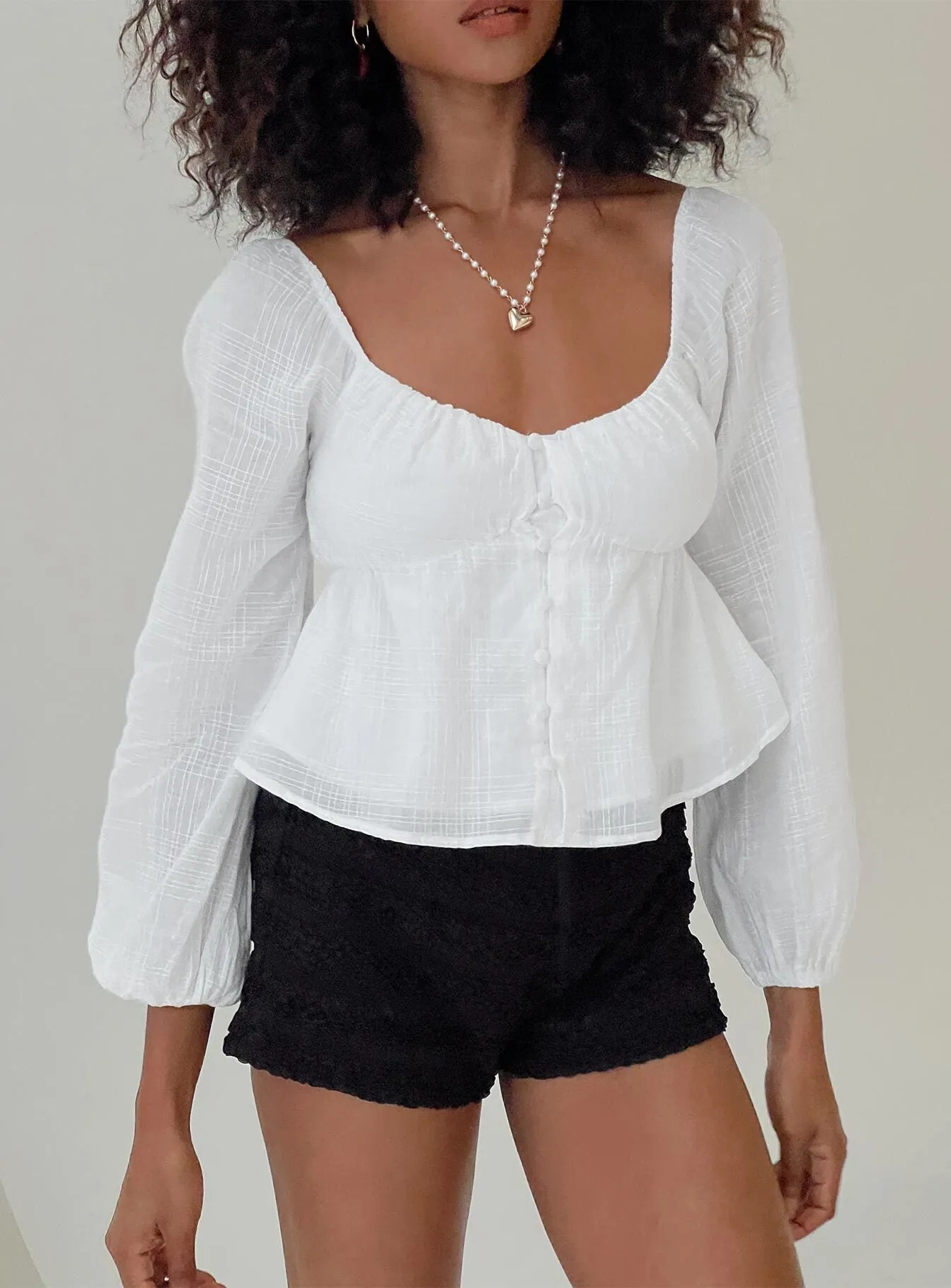 Maxime Long Sleeve Top White