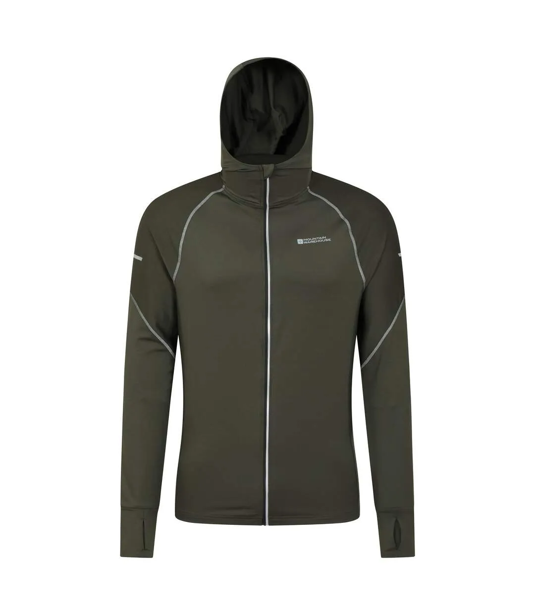 Mens control ii running hoodie khaki green Mountain Warehouse