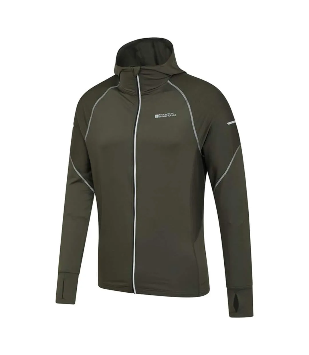 Mens control ii running hoodie khaki green Mountain Warehouse