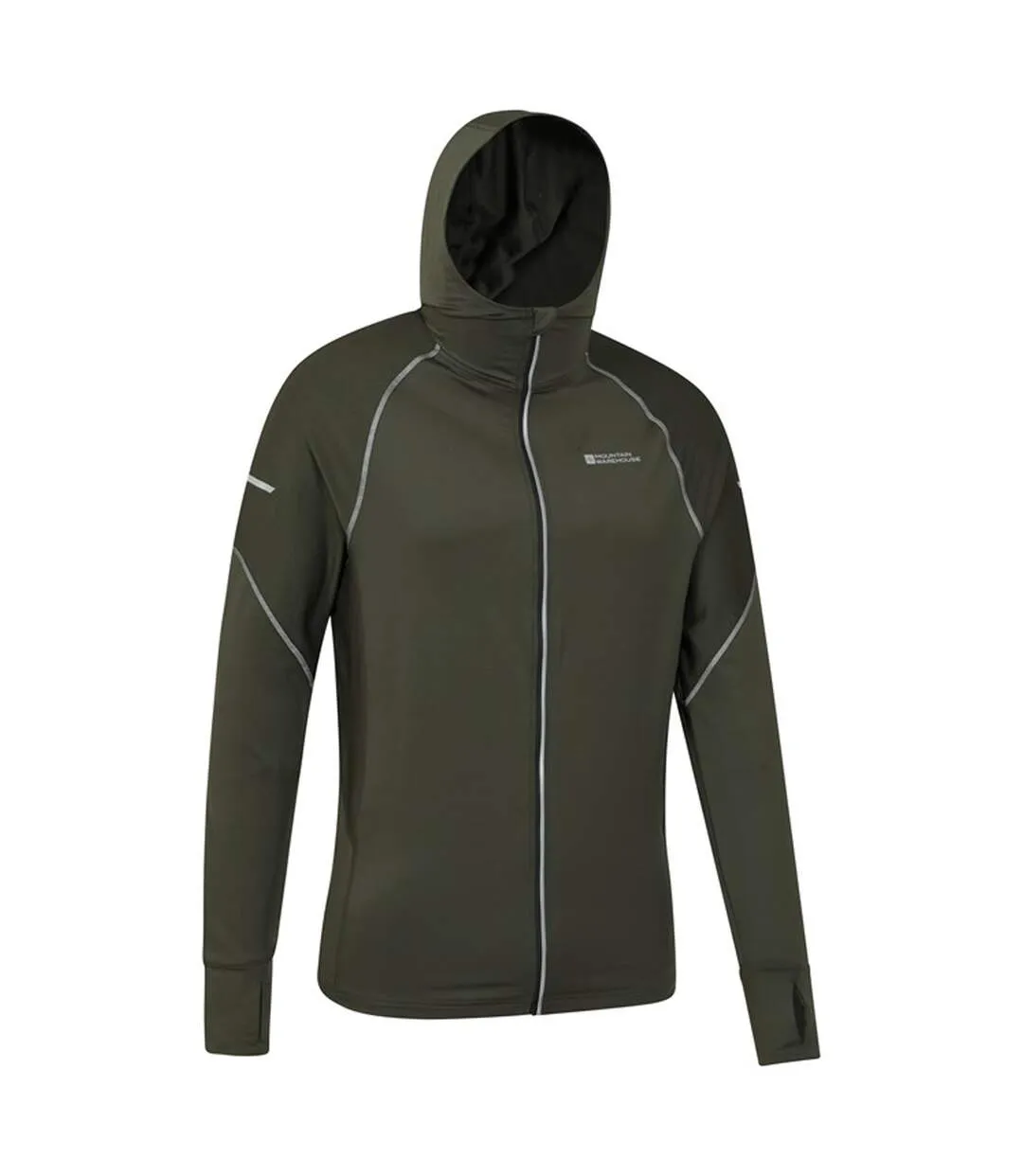 Mens control ii running hoodie khaki green Mountain Warehouse