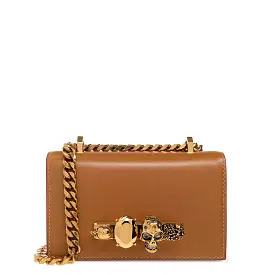 Mini Jewelled Satchel, Tan