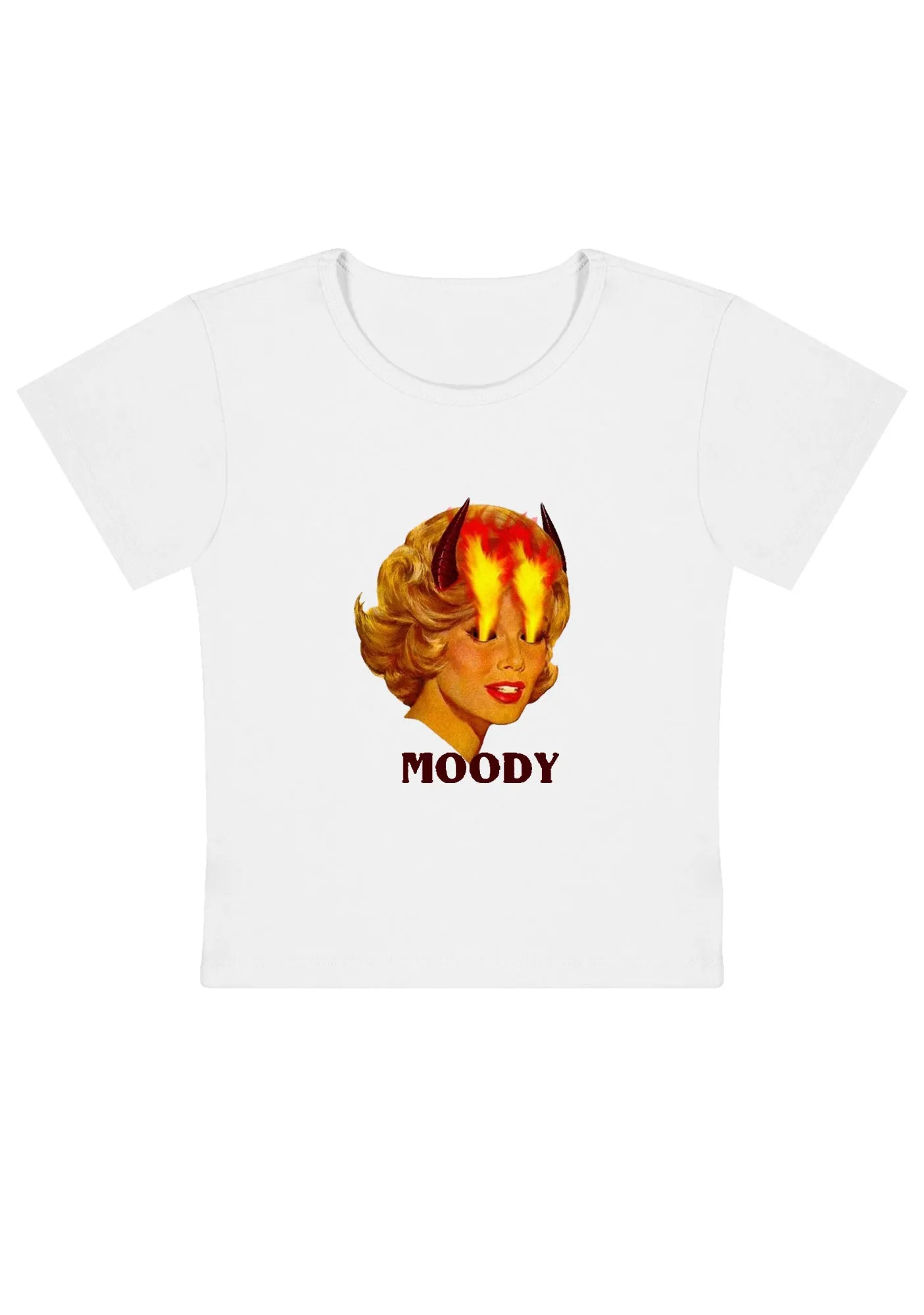 Moody Angry Woman Y2K Baby Tee