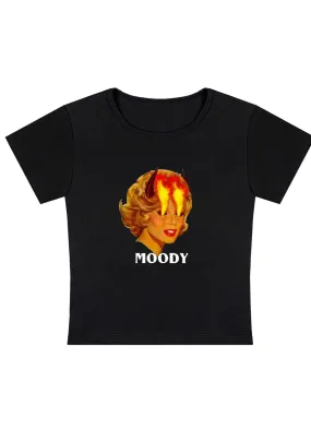 Moody Angry Woman Y2K Baby Tee