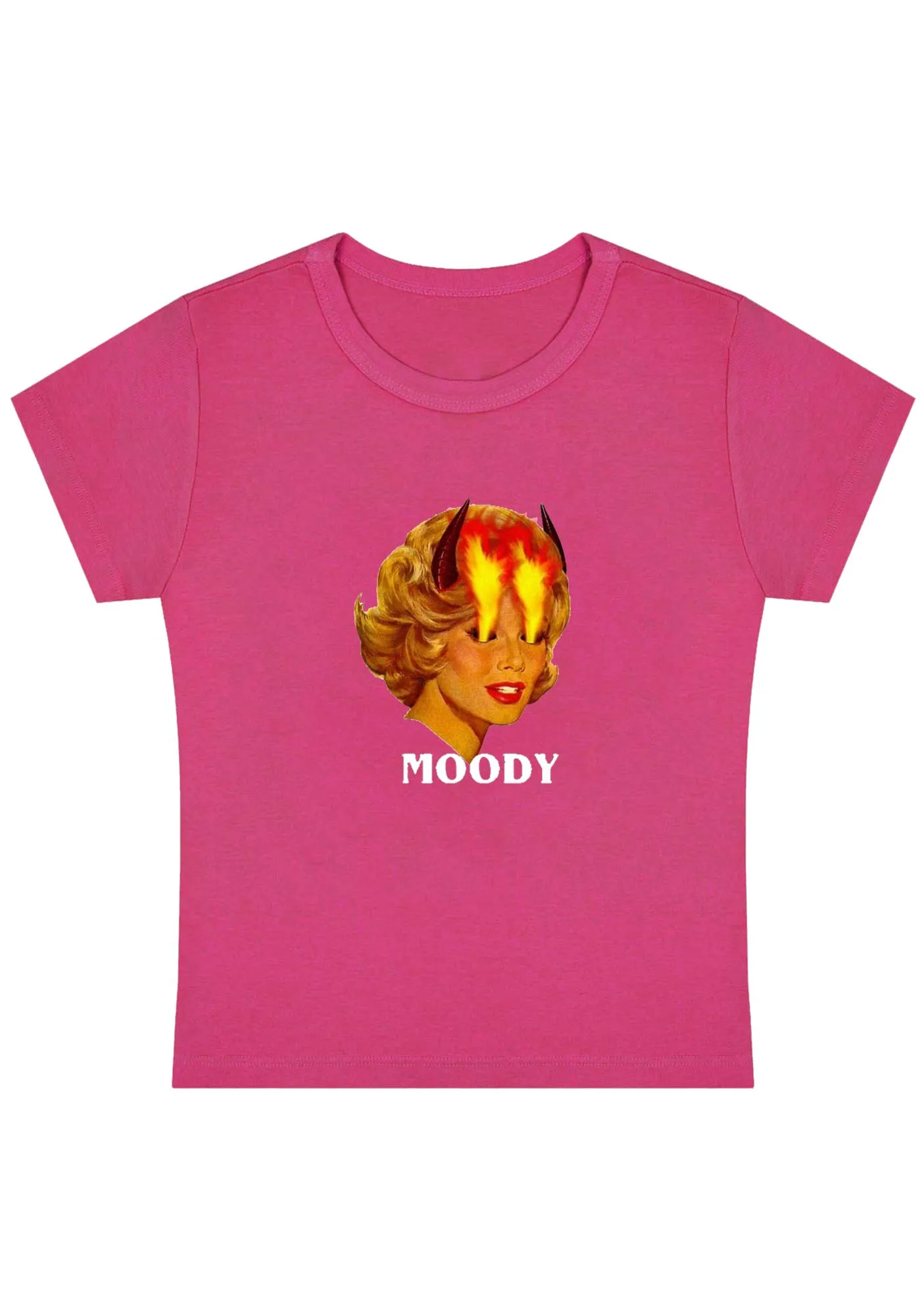 Moody Angry Woman Y2K Baby Tee