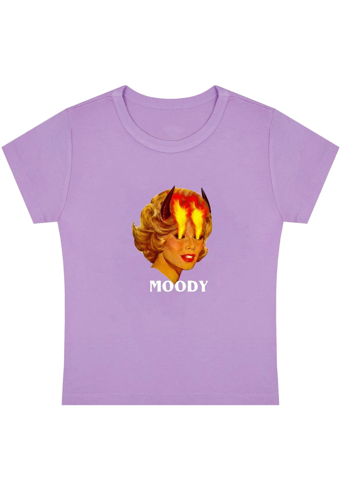 Moody Angry Woman Y2K Baby Tee