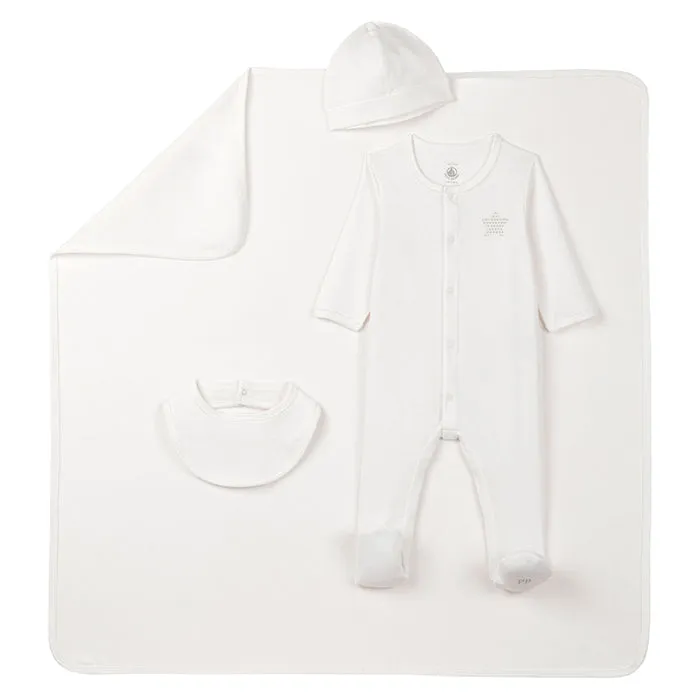 Petit Bateau Baby Tanova Four Piece Set Cream With Star Print