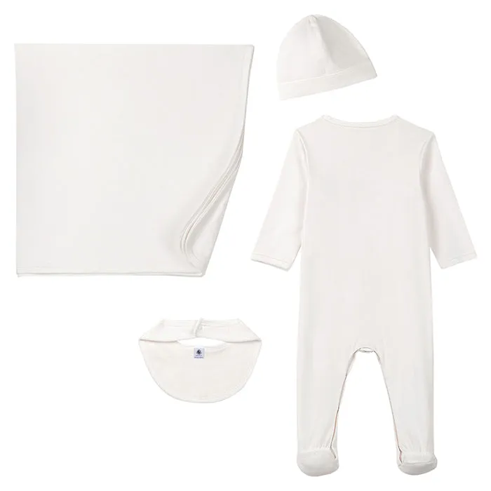 Petit Bateau Baby Tanova Four Piece Set Cream With Star Print