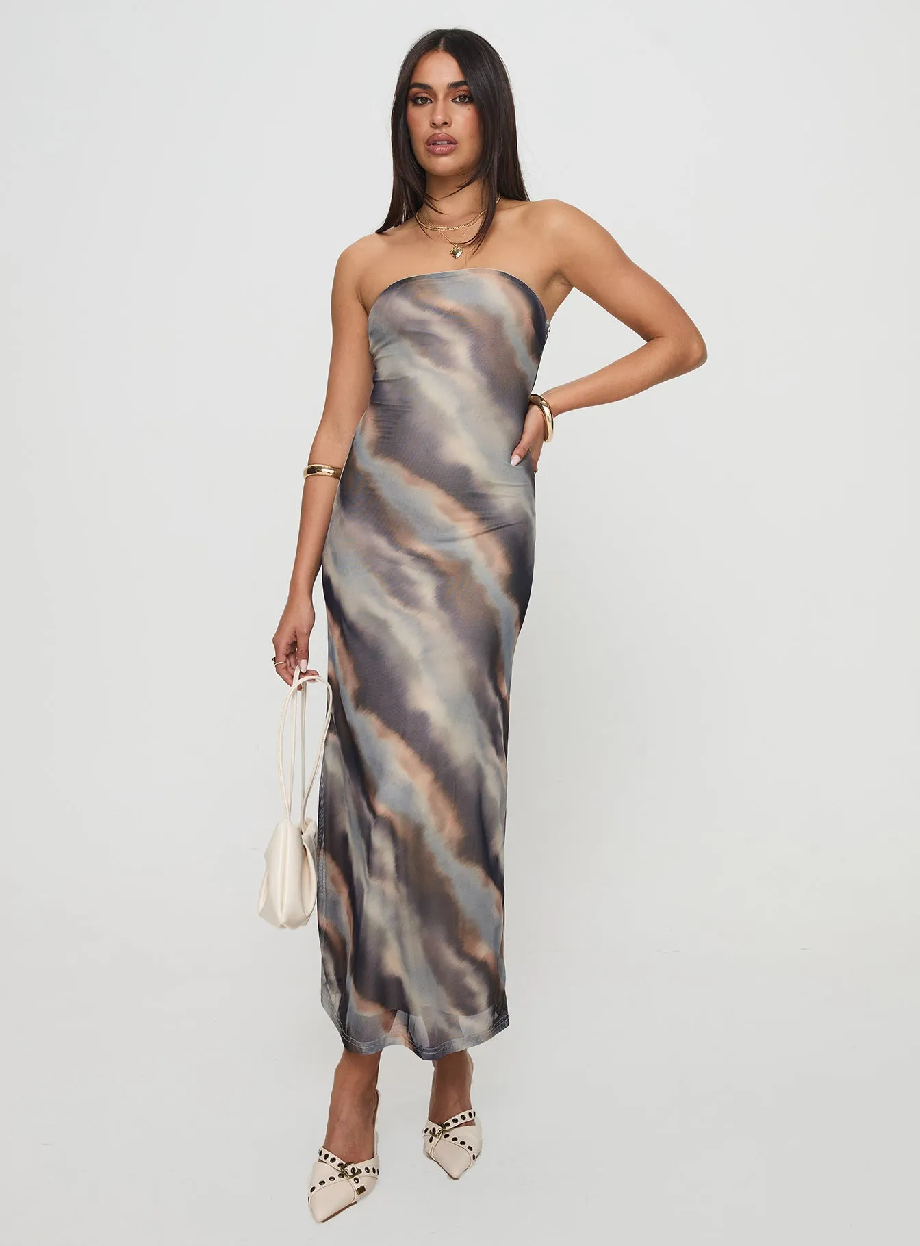 Pinacle Strapless Maxi Dress Brown