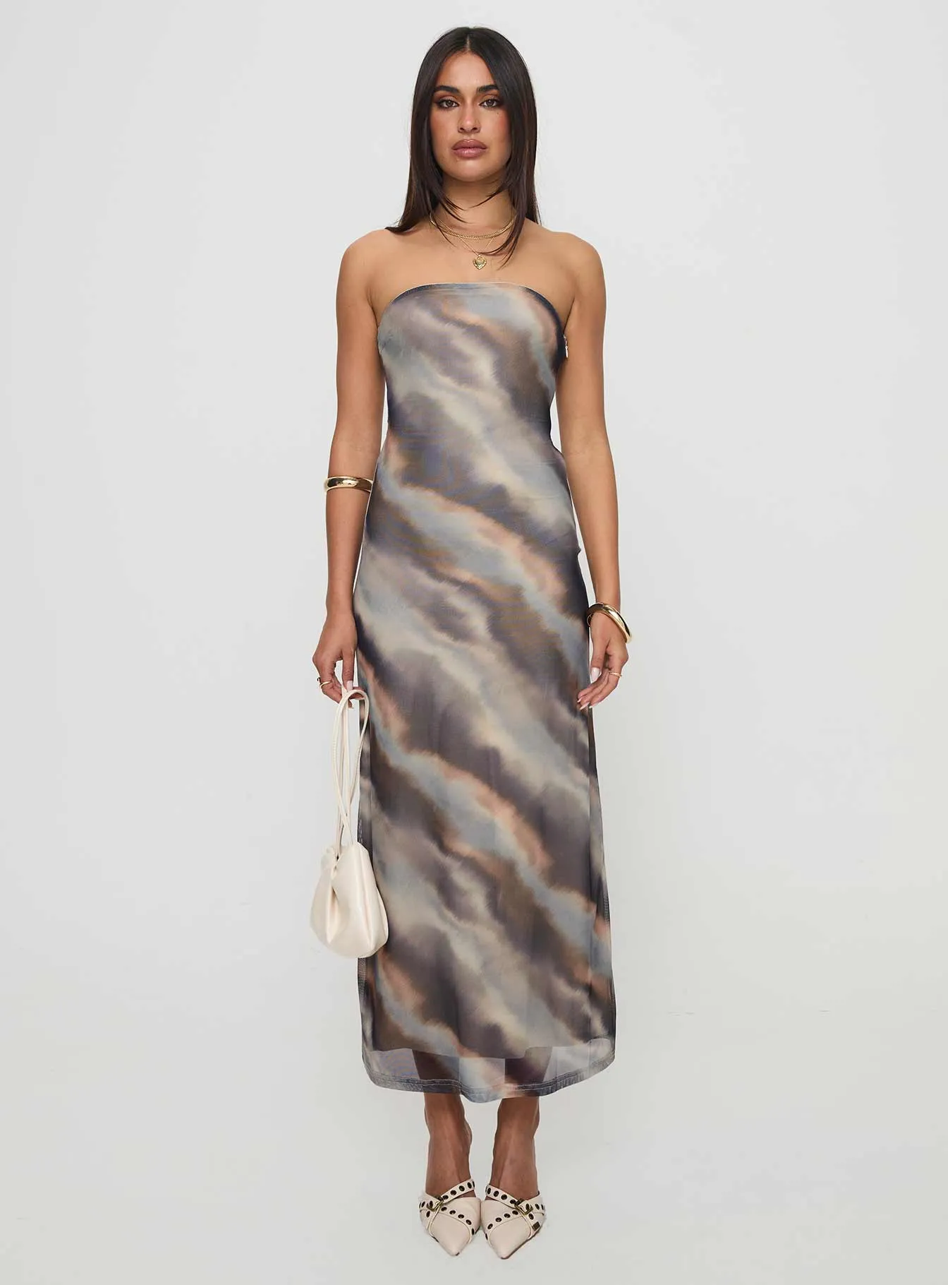 Pinacle Strapless Maxi Dress Brown