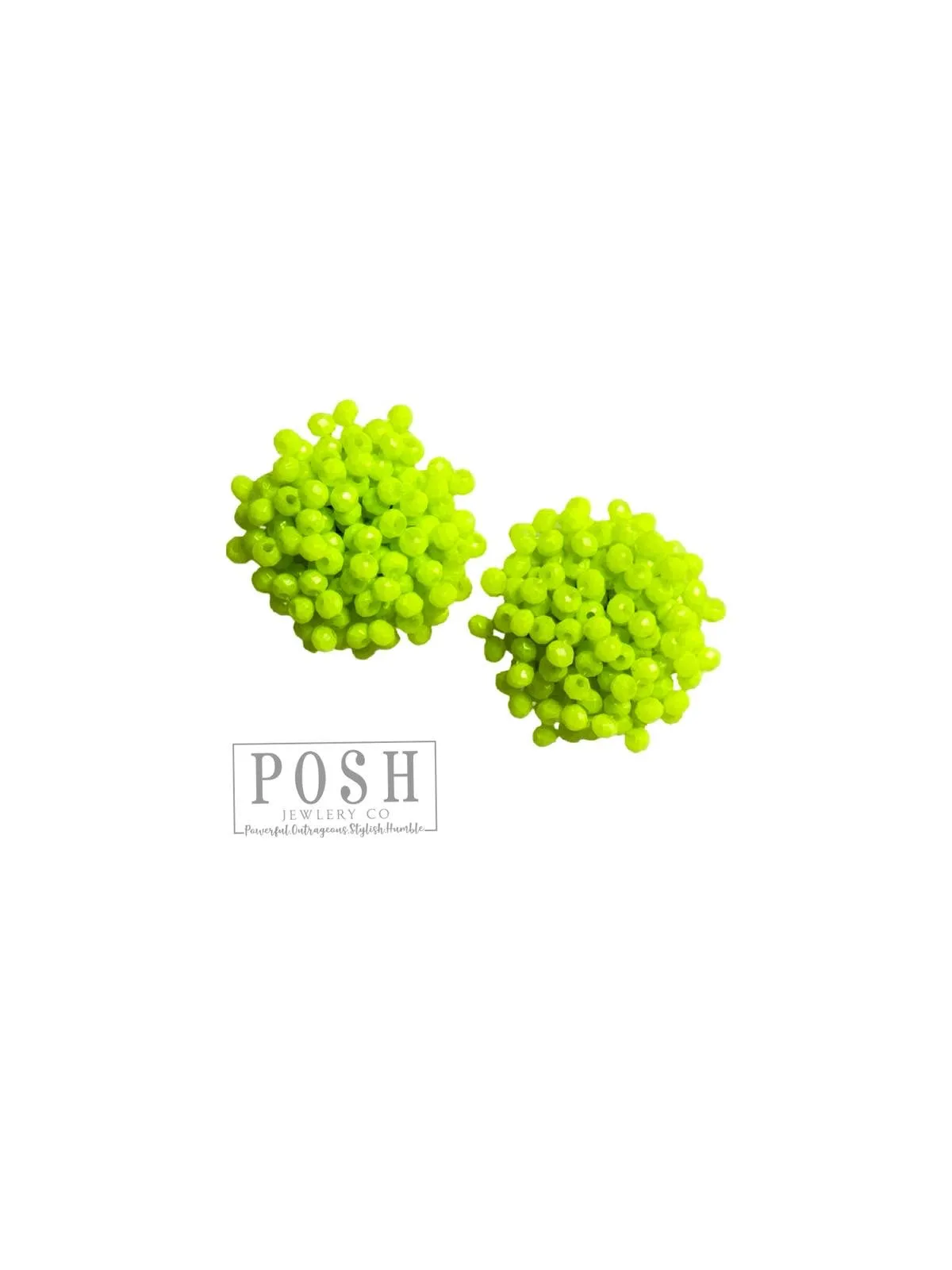 Posh Neon Green Pom Studs