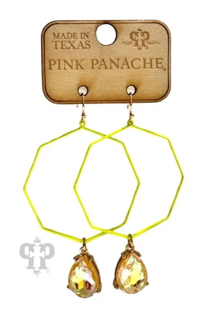 PP Neon Yellow Octagon Earrings