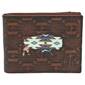 RED DIRT HAT CO MENS BIFOLD WALLET SOUTHWEST BUFFALO INLAY