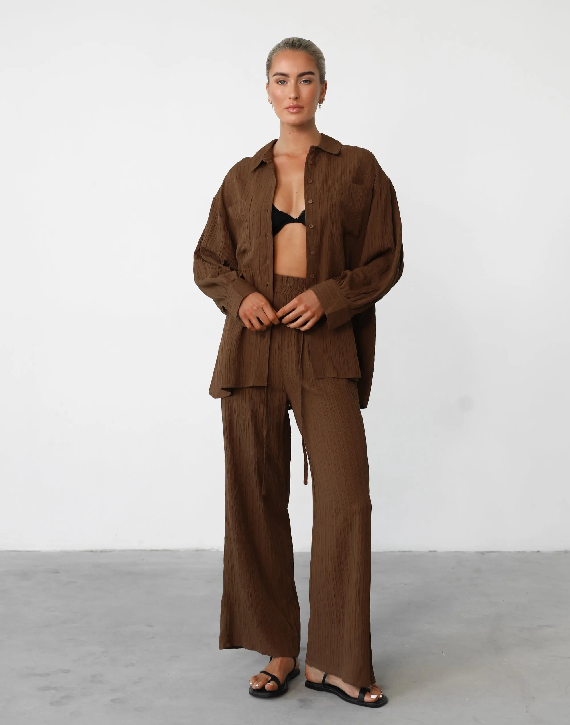 Ria Long Sleeve Shirt (Brown)