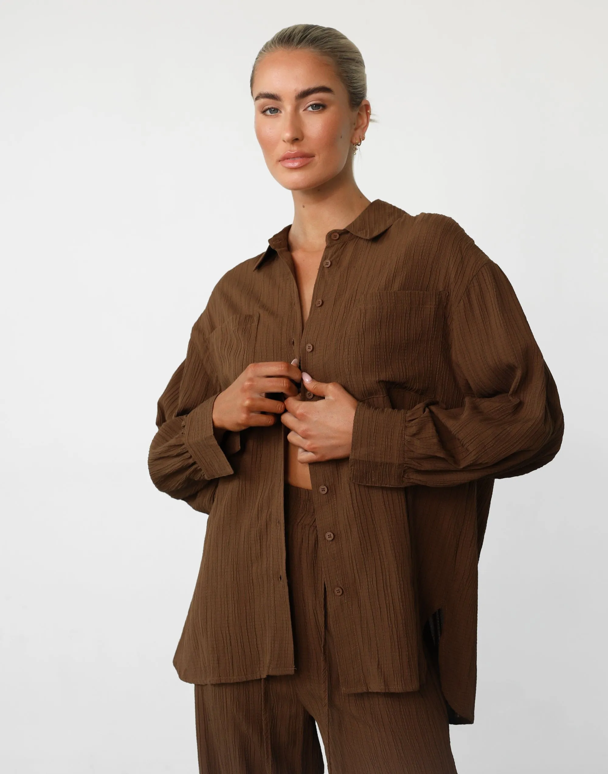 Ria Long Sleeve Shirt (Brown)