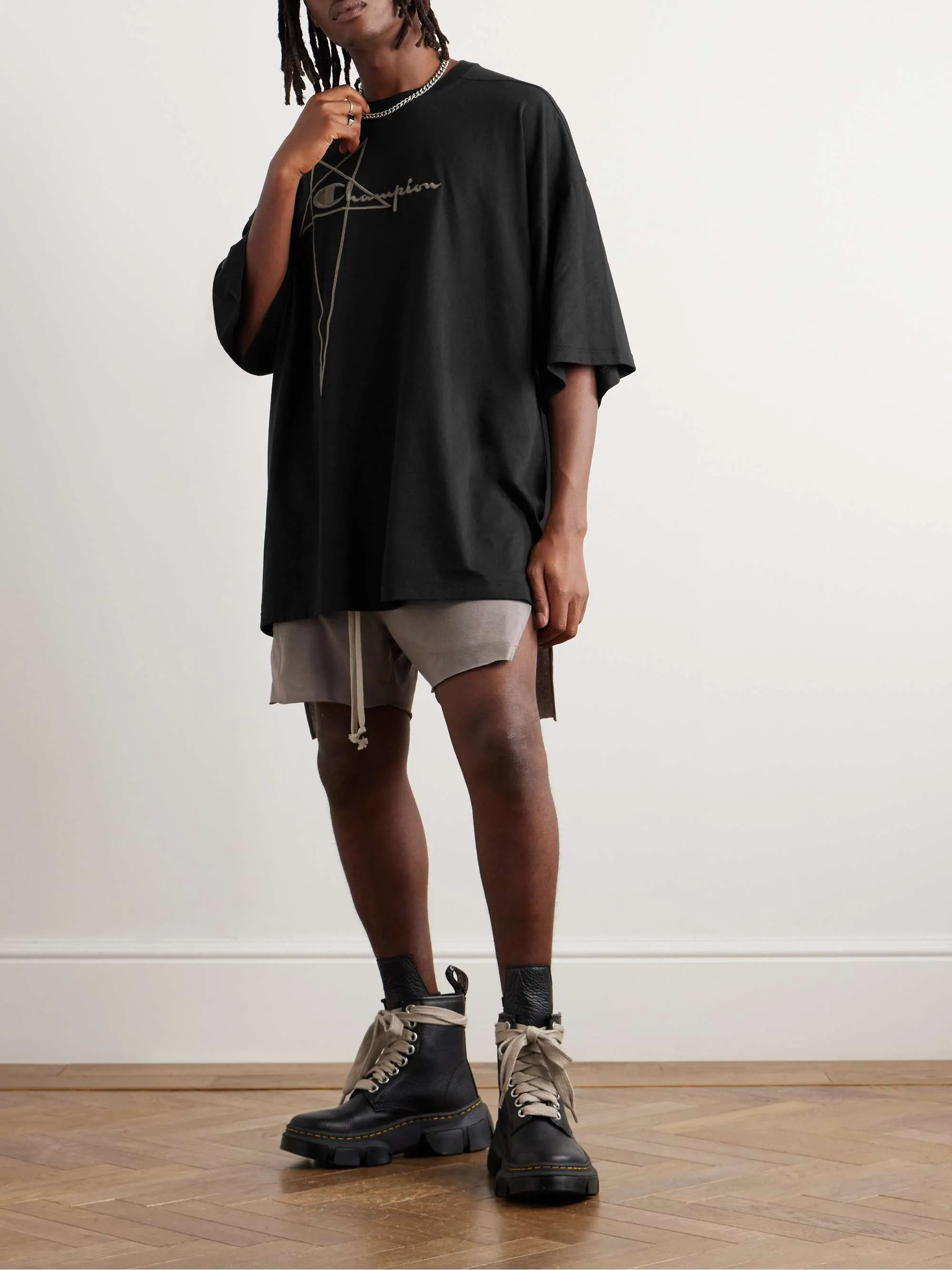 RICK OWENS  |Street Style Cotton Short Sleeves Logo Designers T-Shirts