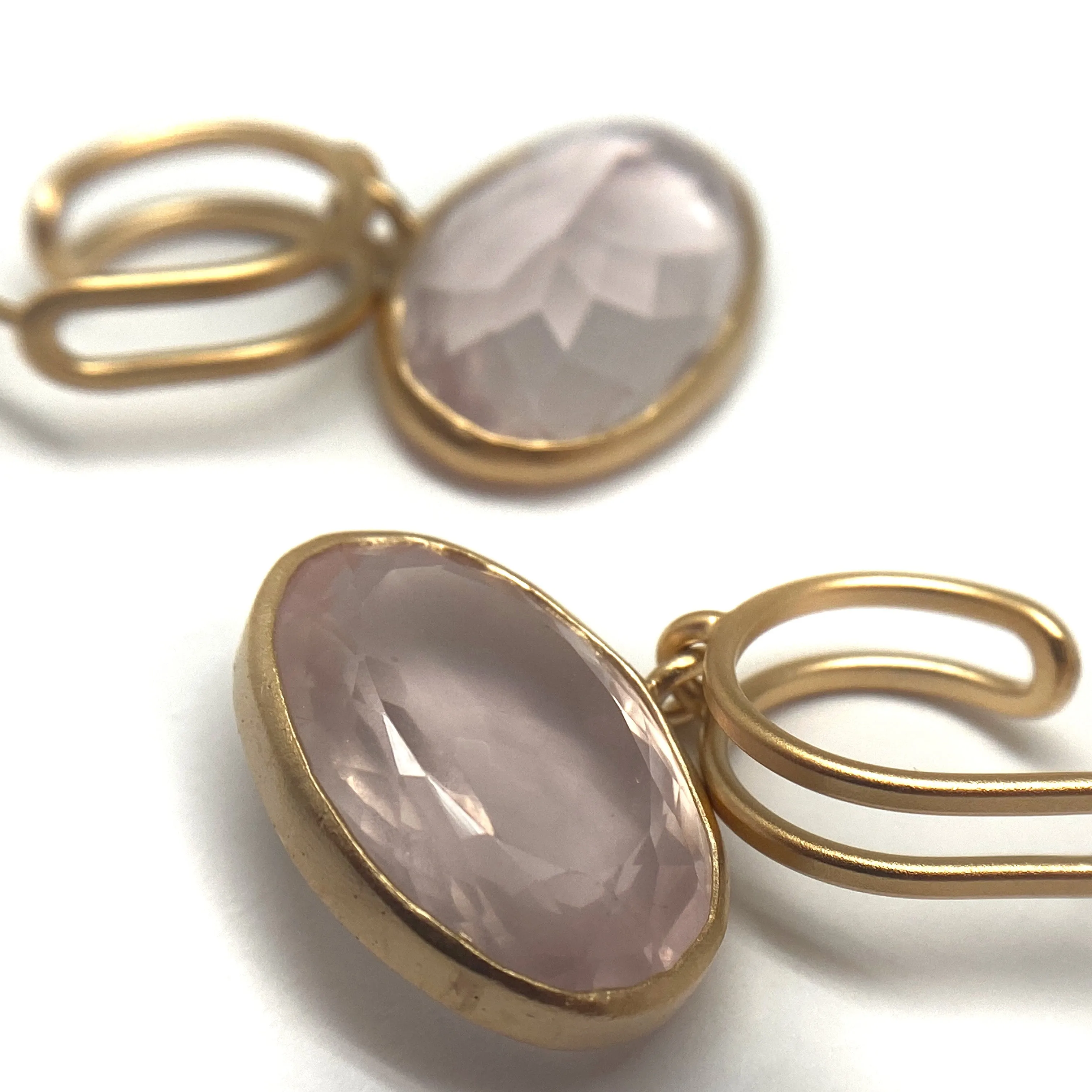 Rose Quartz Gold Hoop Earrings