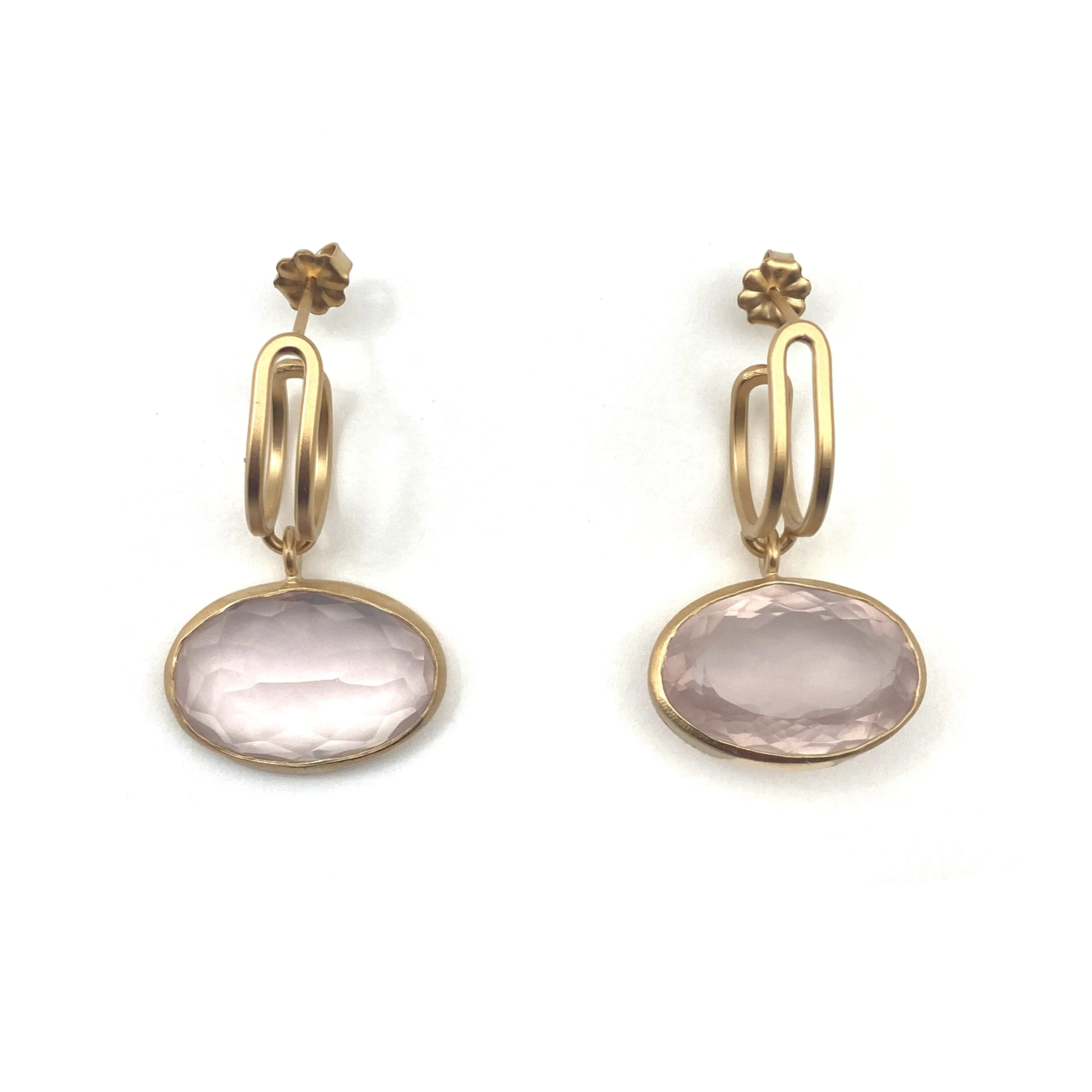 Rose Quartz Gold Hoop Earrings