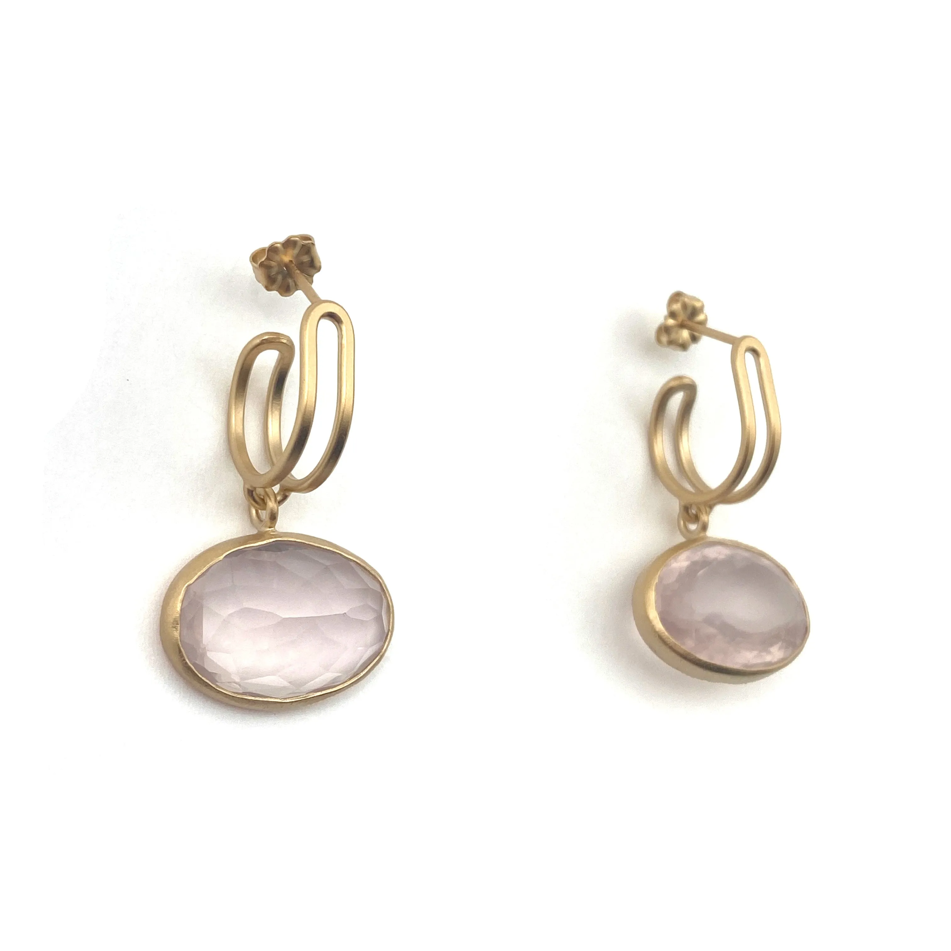 Rose Quartz Gold Hoop Earrings