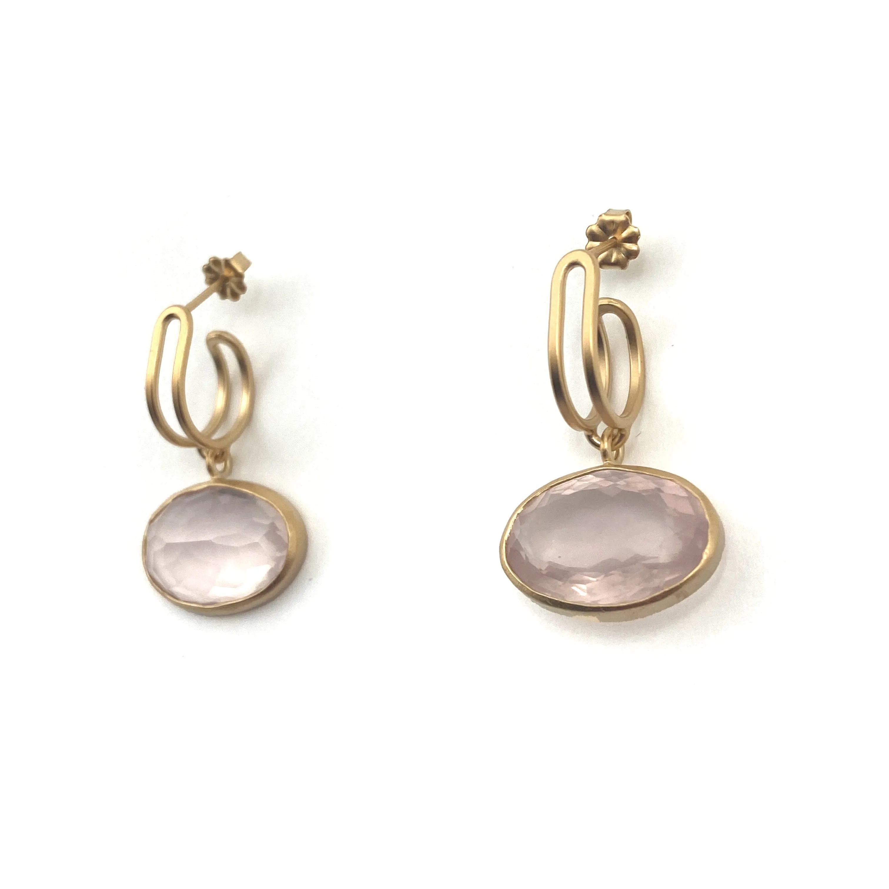 Rose Quartz Gold Hoop Earrings