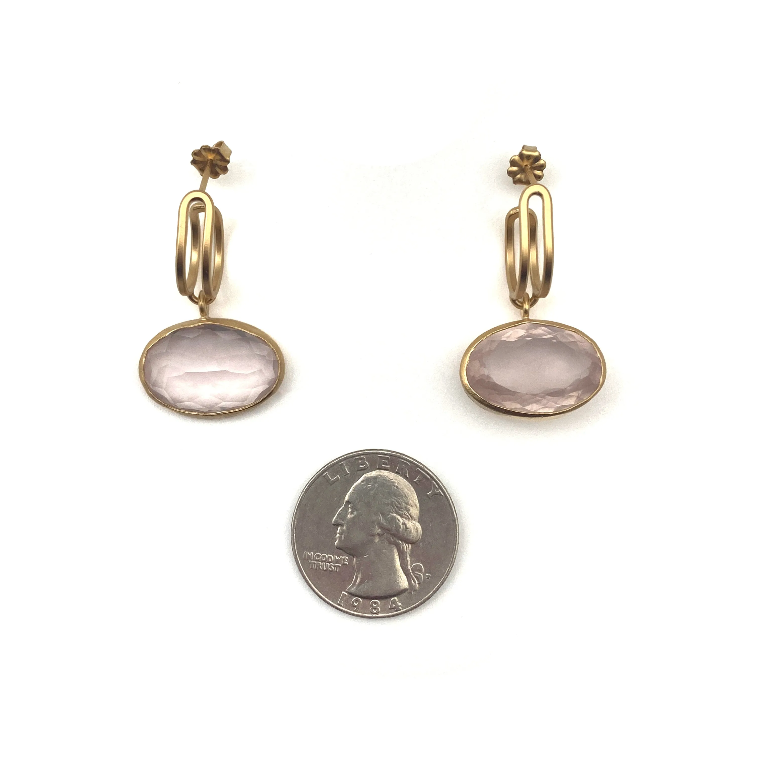 Rose Quartz Gold Hoop Earrings