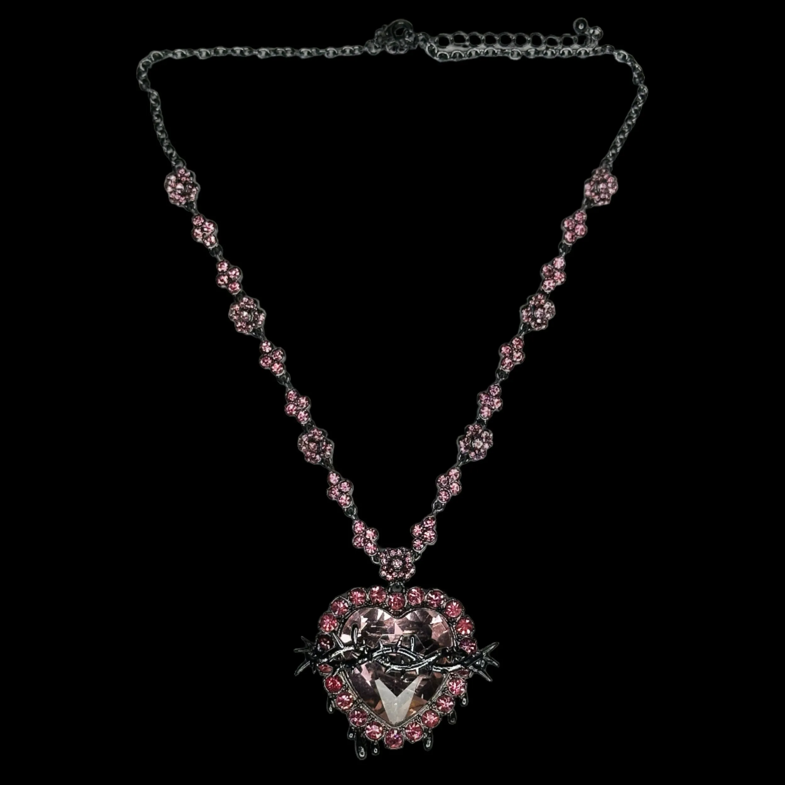 SACRED HEART NECKLACE *PINK ROSE*