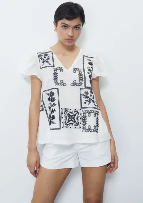 Short Sleeve Embroidered Top