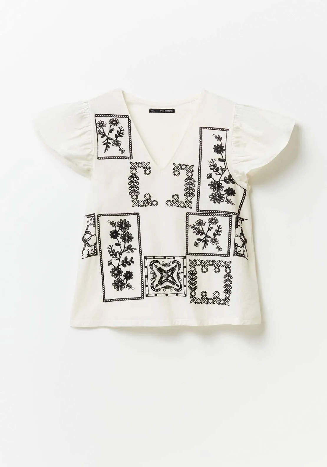 Short Sleeve Embroidered Top