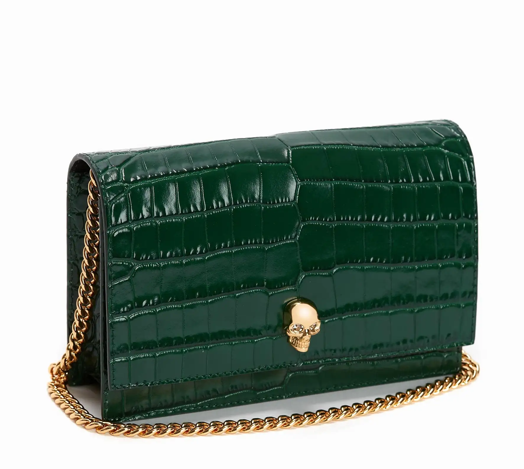 Skull Mini Bag Croc, Emerald