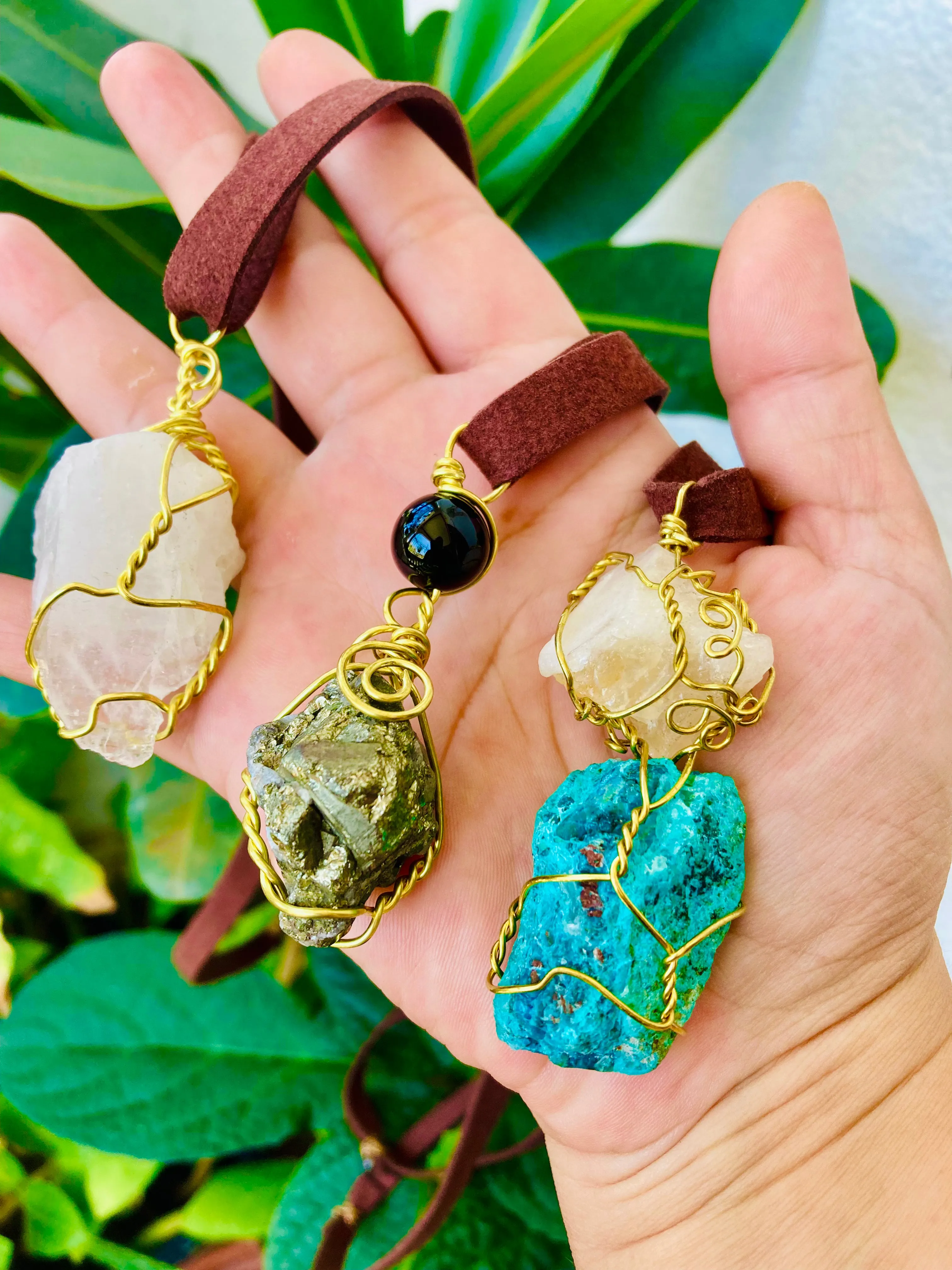 Suede Amulet Necklaces