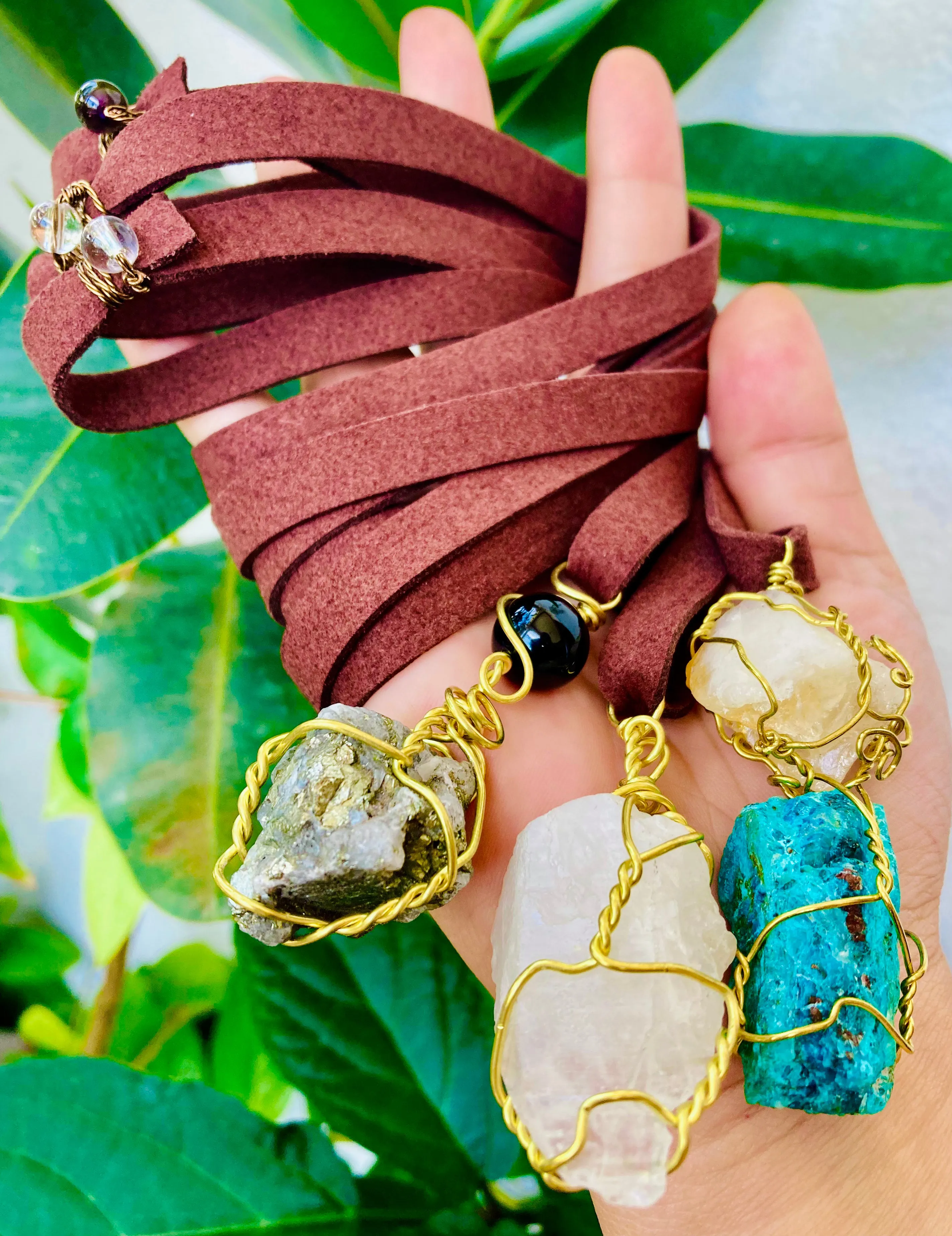 Suede Amulet Necklaces