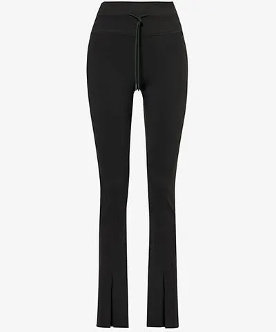 Vuori Womens Black Daily split flared-leg stretch-woven trousers