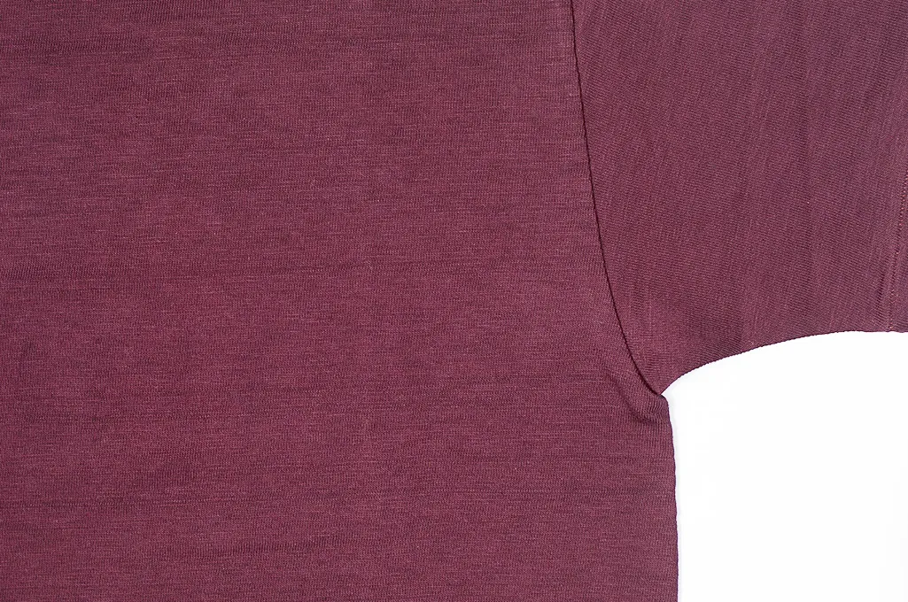 Warehouse Slub Cotton T-Shirt -Bordeaux Plain