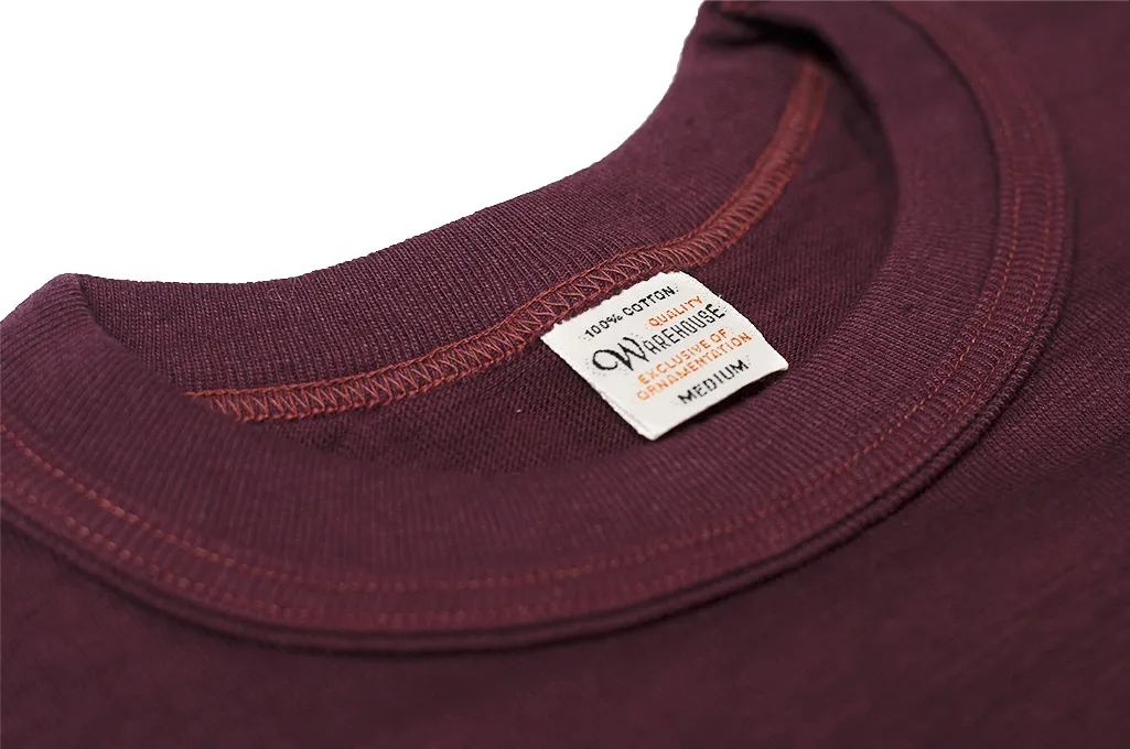 Warehouse Slub Cotton T-Shirt -Bordeaux Plain