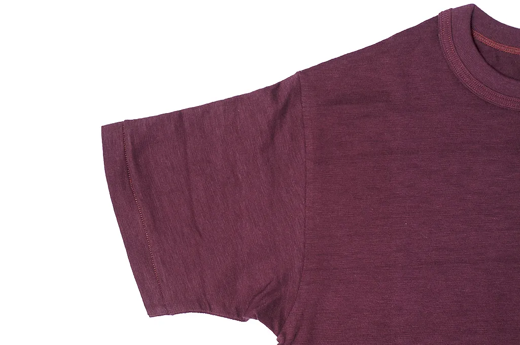 Warehouse Slub Cotton T-Shirt -Bordeaux Plain