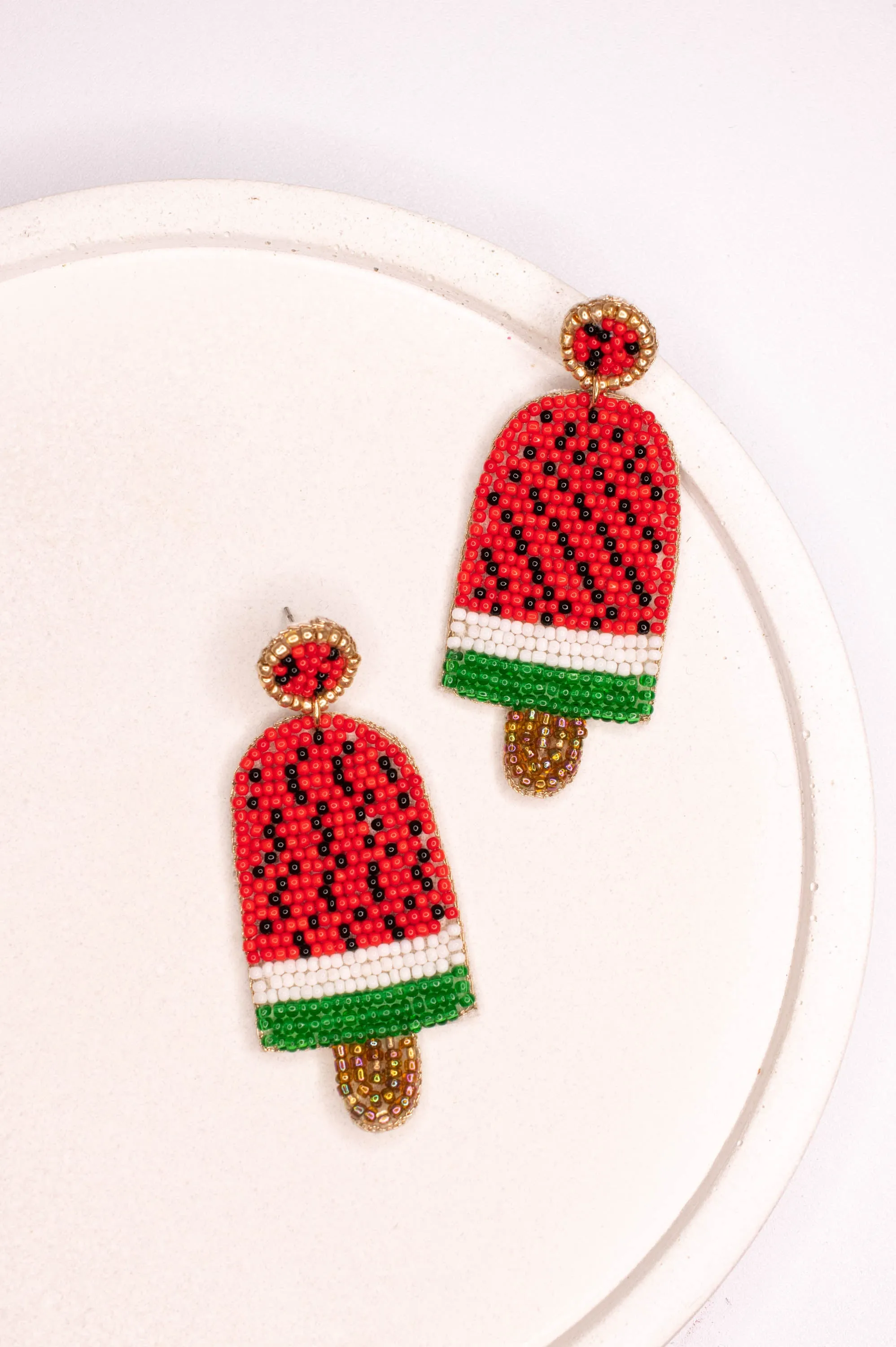 Watermelon Pops Earrings, Red