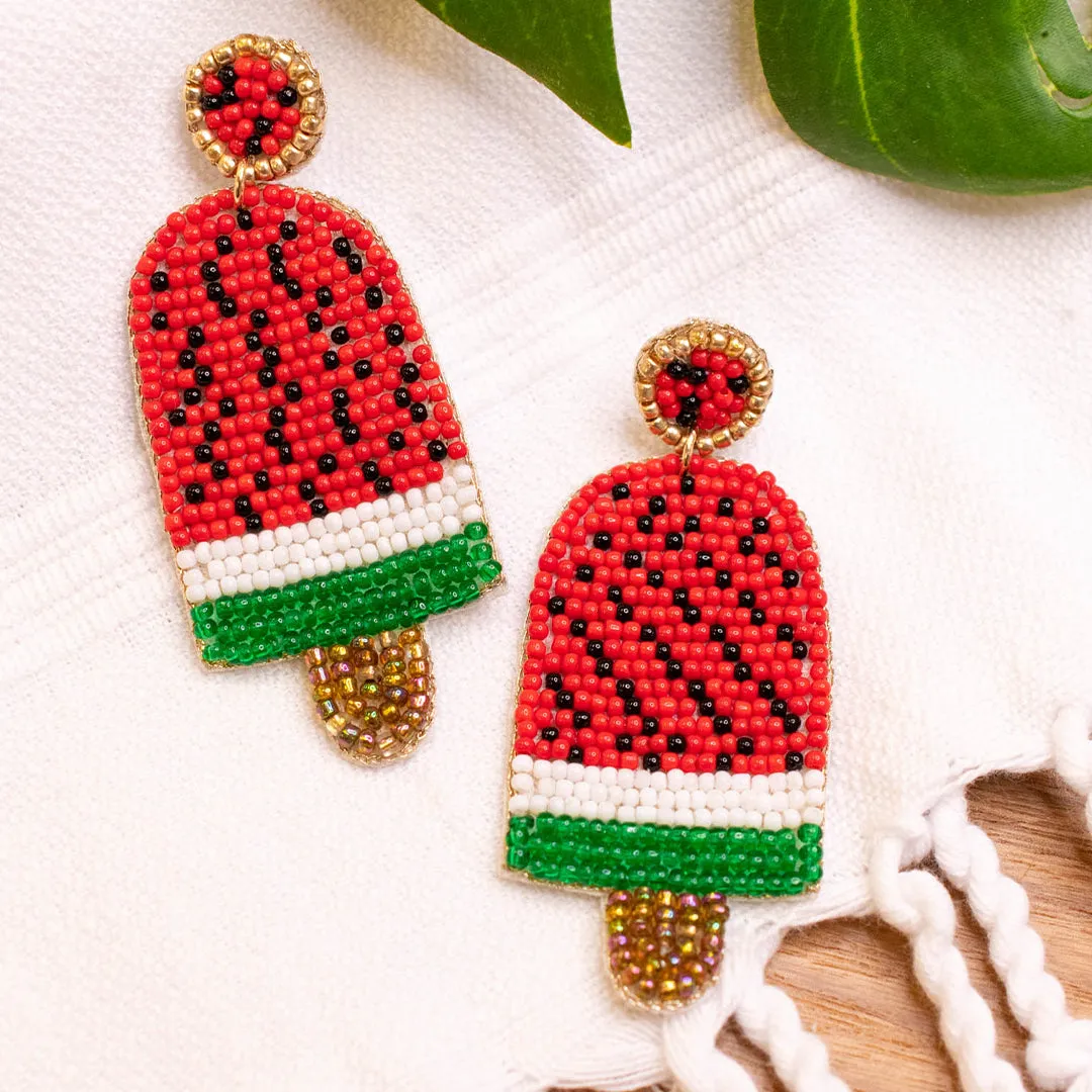 Watermelon Pops Earrings, Red