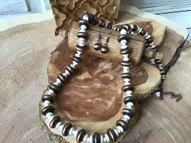 White Buffalo & Copper Navajo Style Pearl Necklace Set