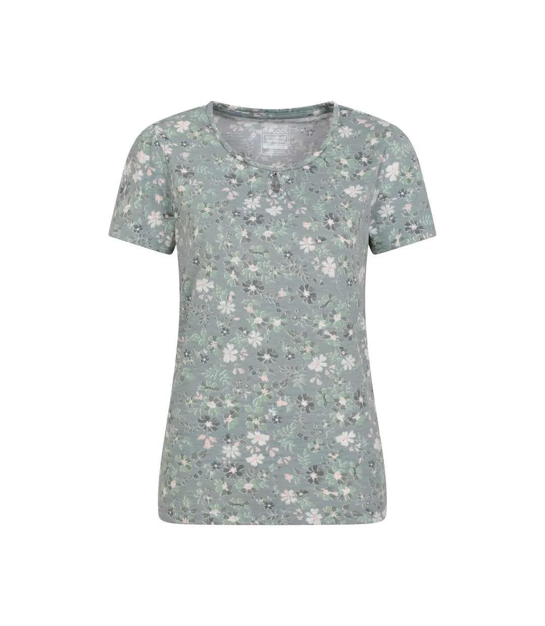 Womens/ladies devon flowers keyhole t-shirt pale green Mountain Warehouse