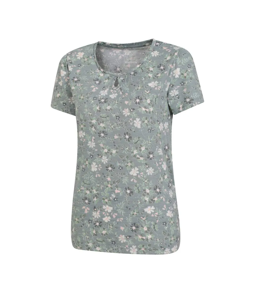 Womens/ladies devon flowers keyhole t-shirt pale green Mountain Warehouse