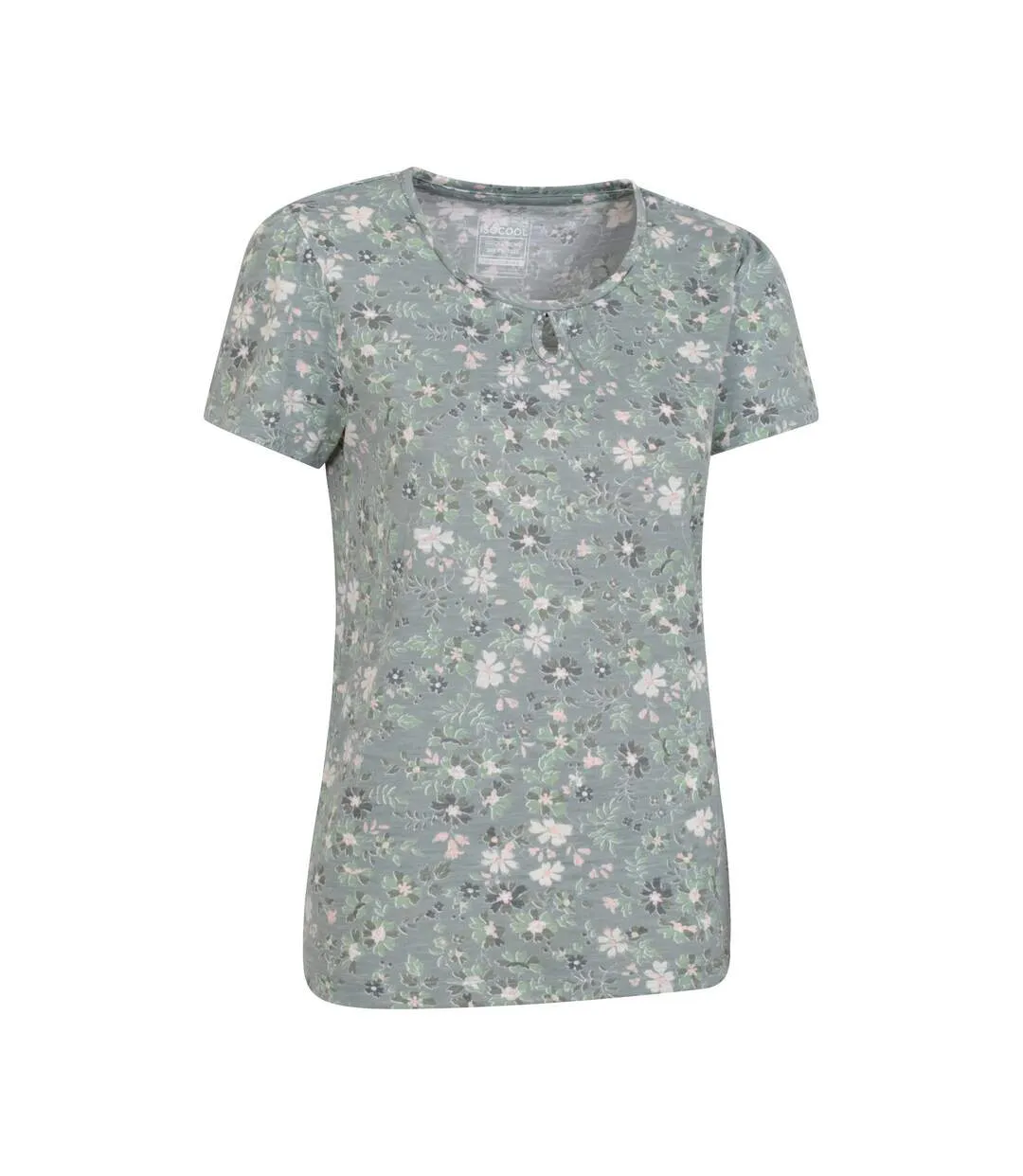 Womens/ladies devon flowers keyhole t-shirt pale green Mountain Warehouse