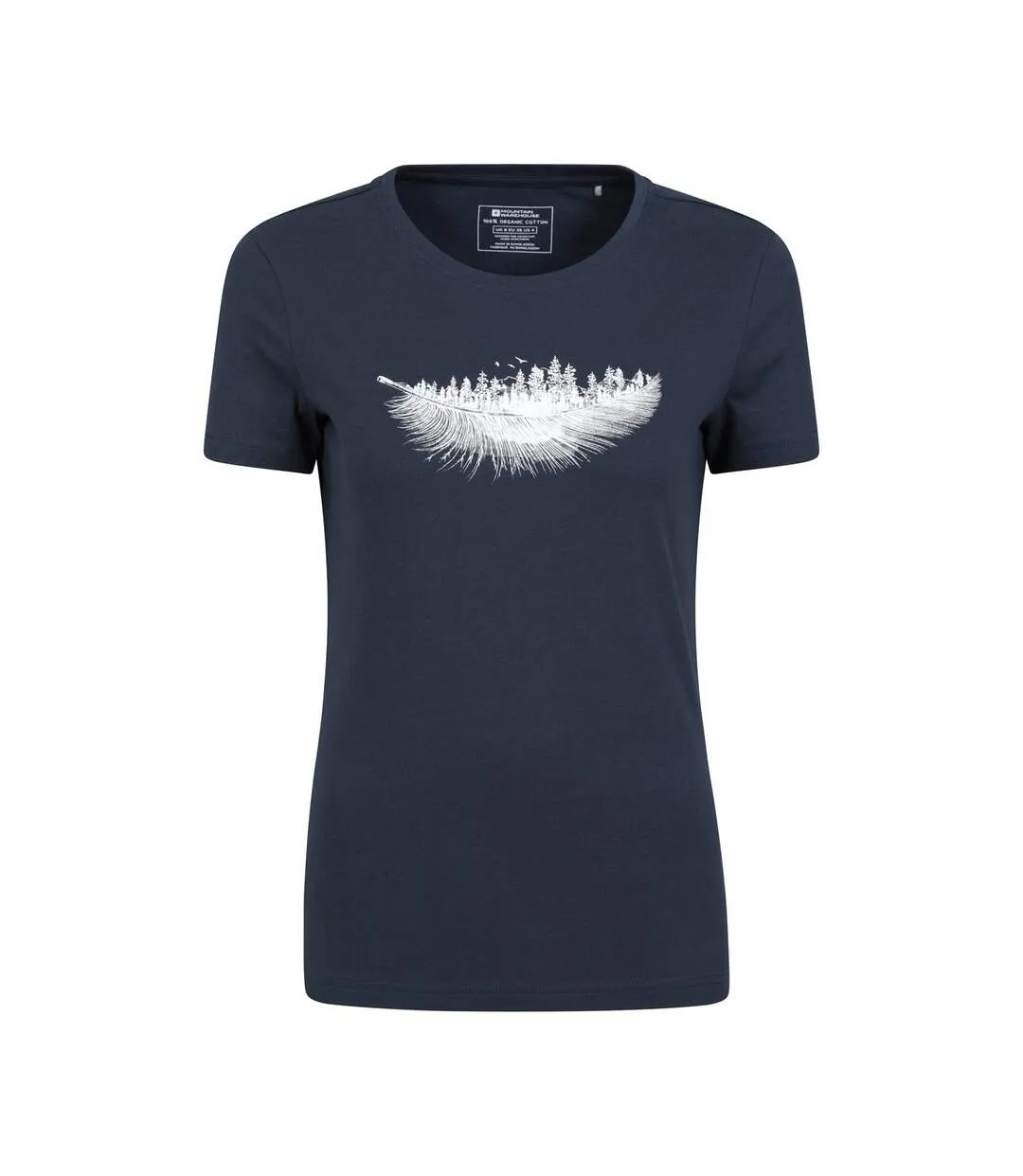 Womens/ladies feather organic cotton t-shirt navy Mountain Warehouse