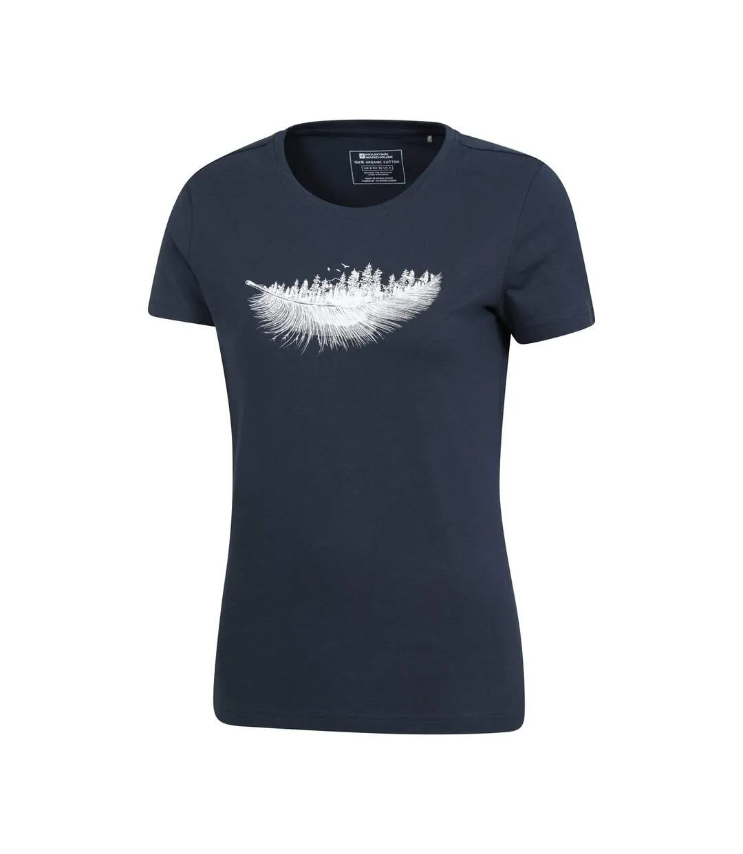 Womens/ladies feather organic cotton t-shirt navy Mountain Warehouse