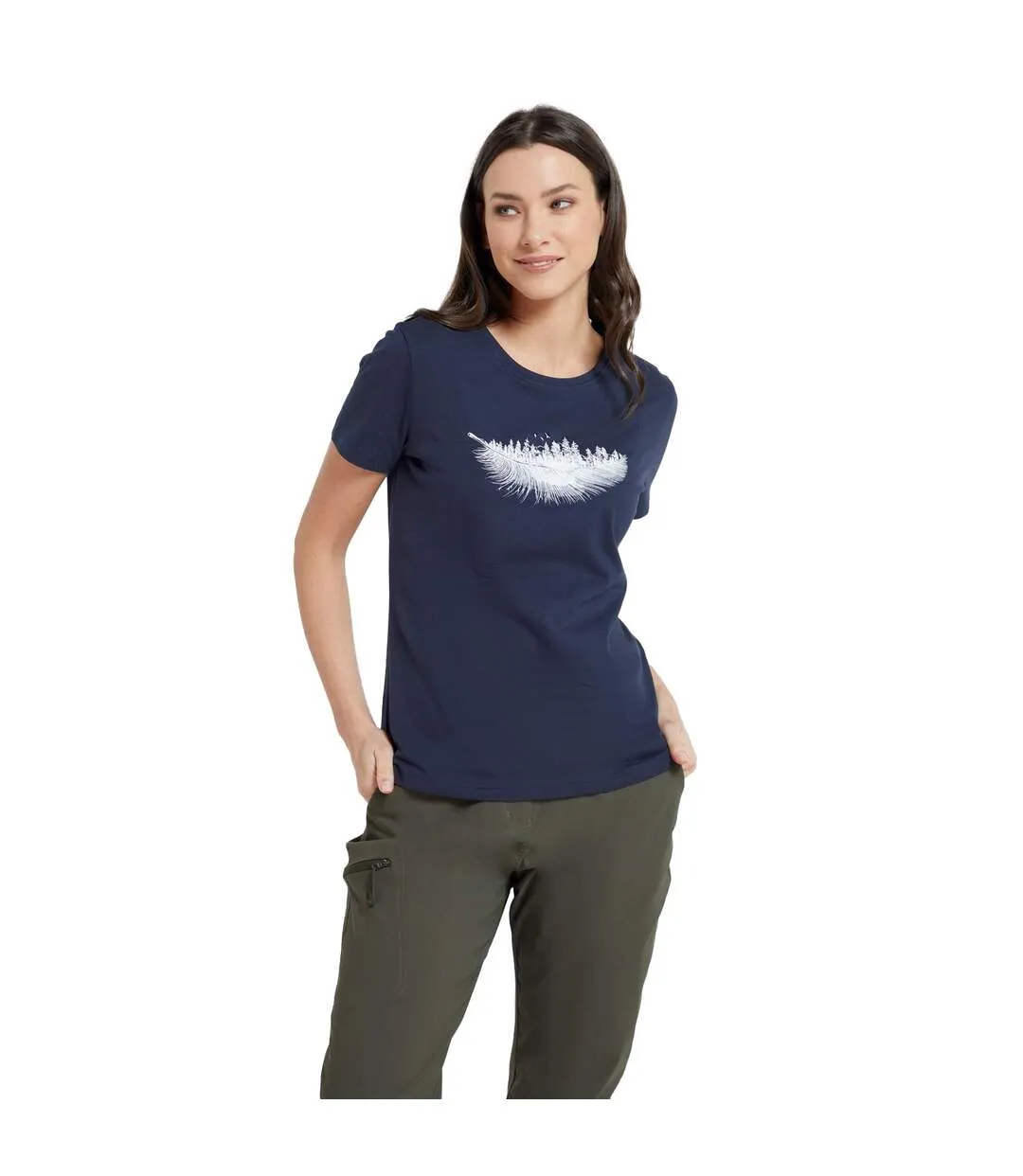 Womens/ladies feather organic cotton t-shirt navy Mountain Warehouse