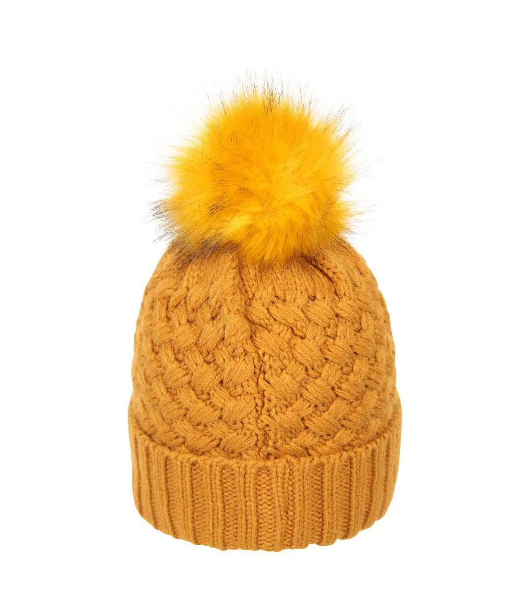 Womens/ladies lisbon pom pom borg lined beanie yellow Mountain Warehouse